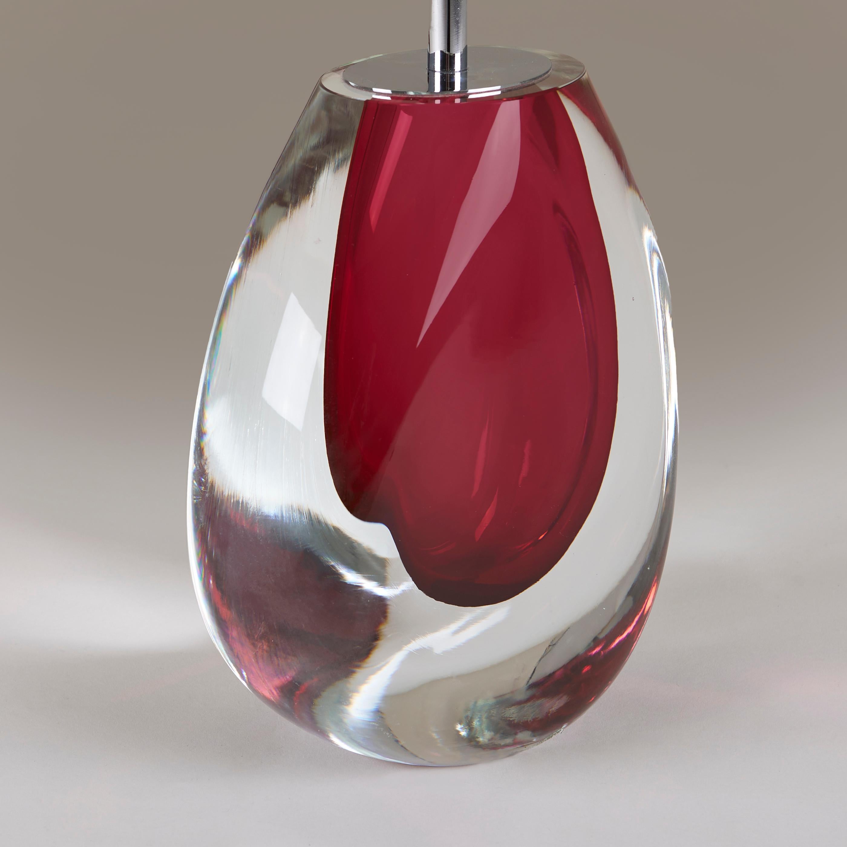 Mid-20th Century Sommerso Murano 1960s Italian mid-century raspberry lamps, 1960s, teardrop For Sale