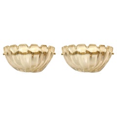 Pair of Italian Mid-Century Murano Sommerso Gold Dusted Glass Sconces
