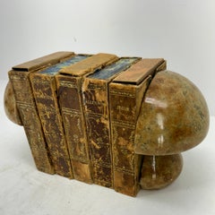 Pair of Italian Mid-Century Mushroom Alabaster Bookends Sculptures