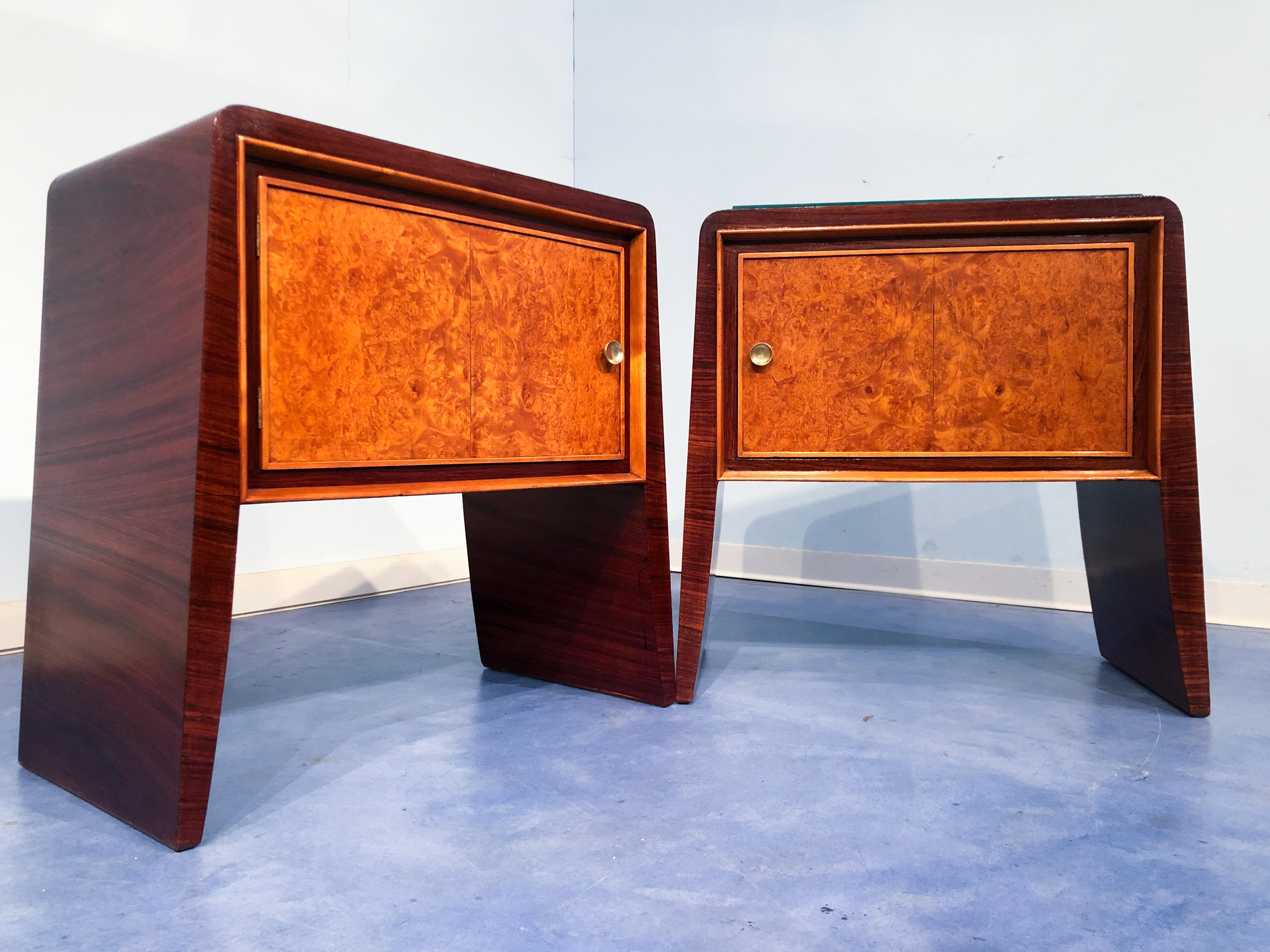 Pair of Italian Mid-Century Night Stands Attributed to Guglielmo Ulrich, 1950s In Good Condition For Sale In Traversetolo, IT