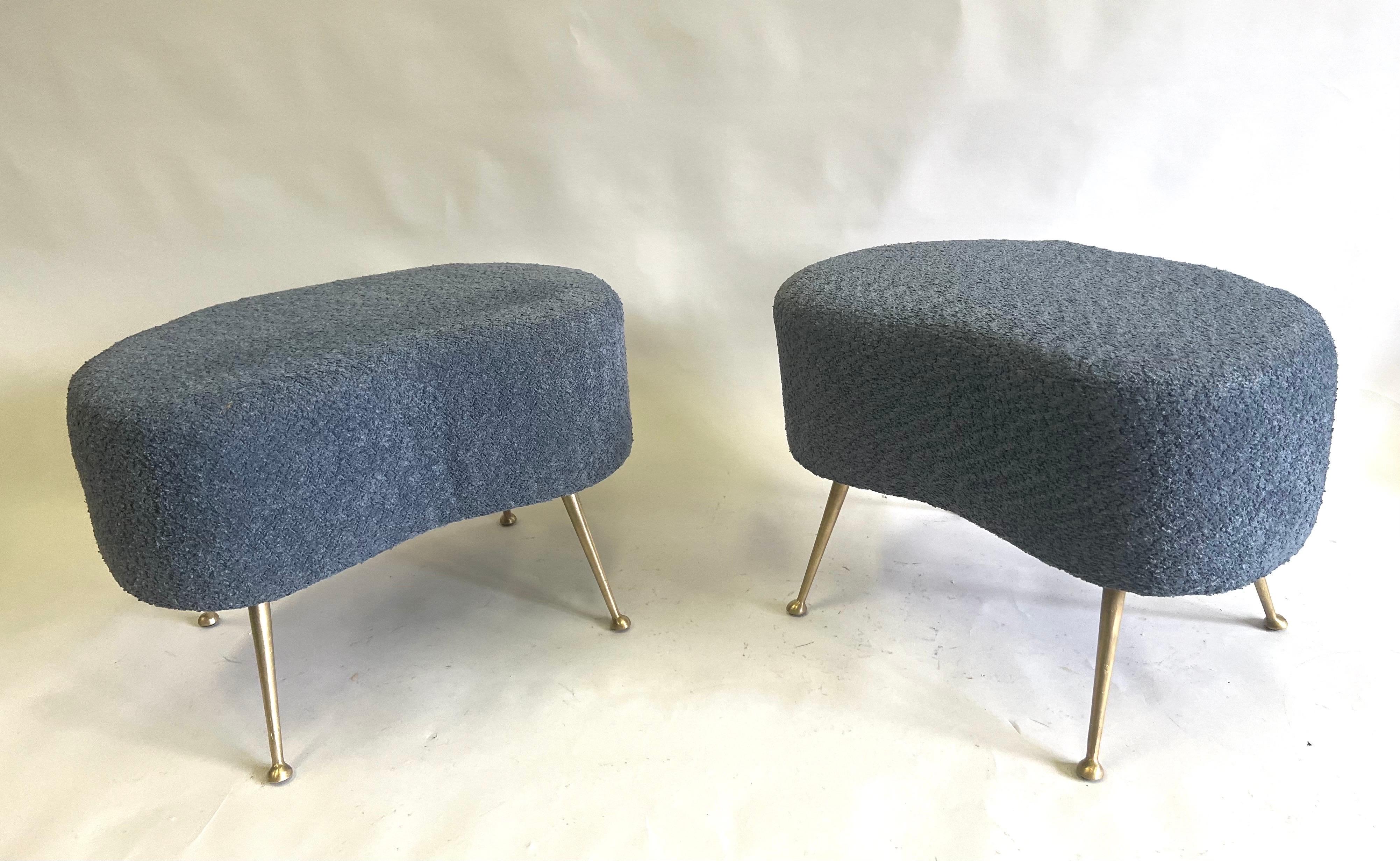 Mid-Century Modern Pair of Italian Mid-Century Organic Modern Stools attributed to Marco Zanuso For Sale