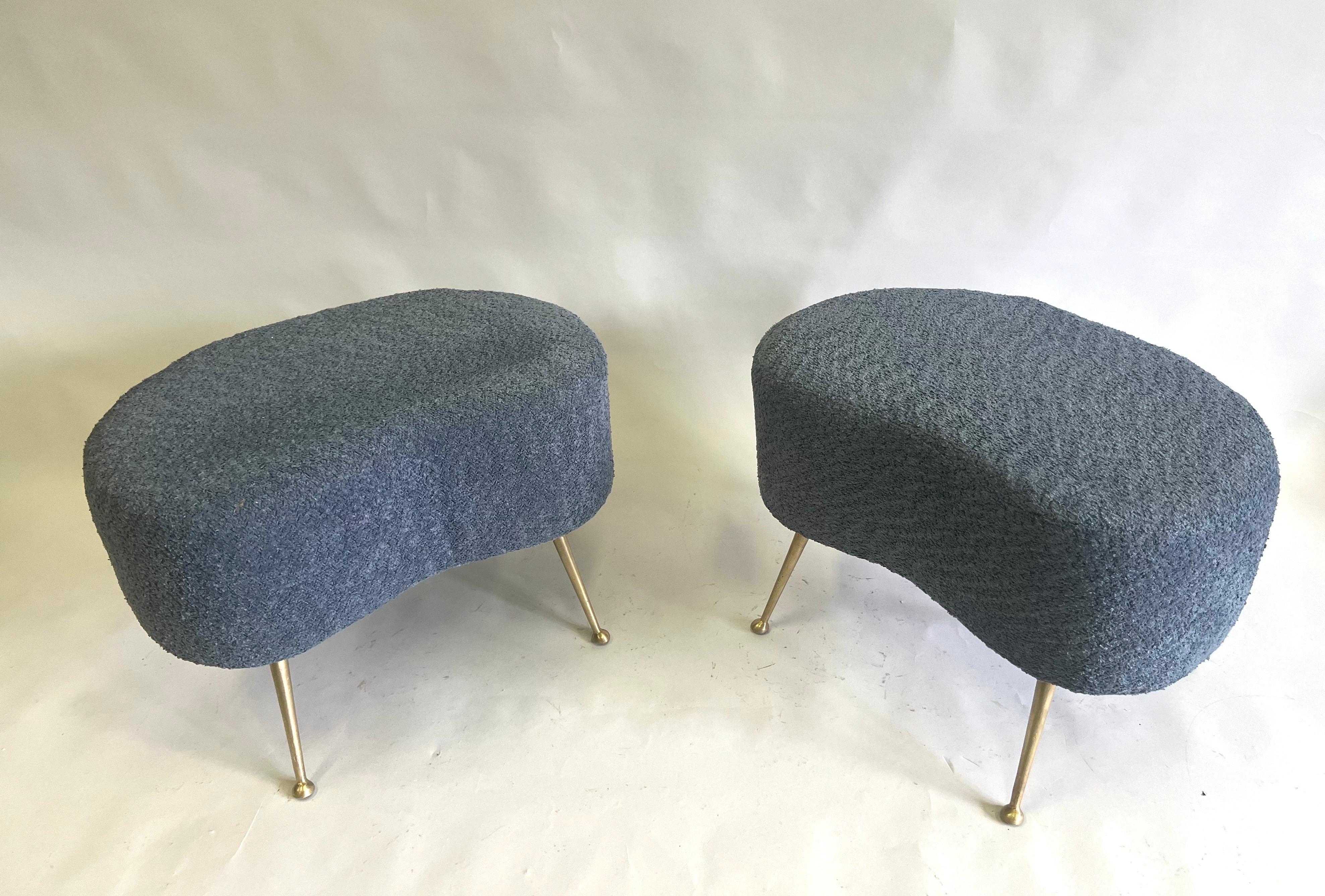 Hand-Crafted Pair of Italian Mid-Century Organic Modern Stools attributed to Marco Zanuso For Sale