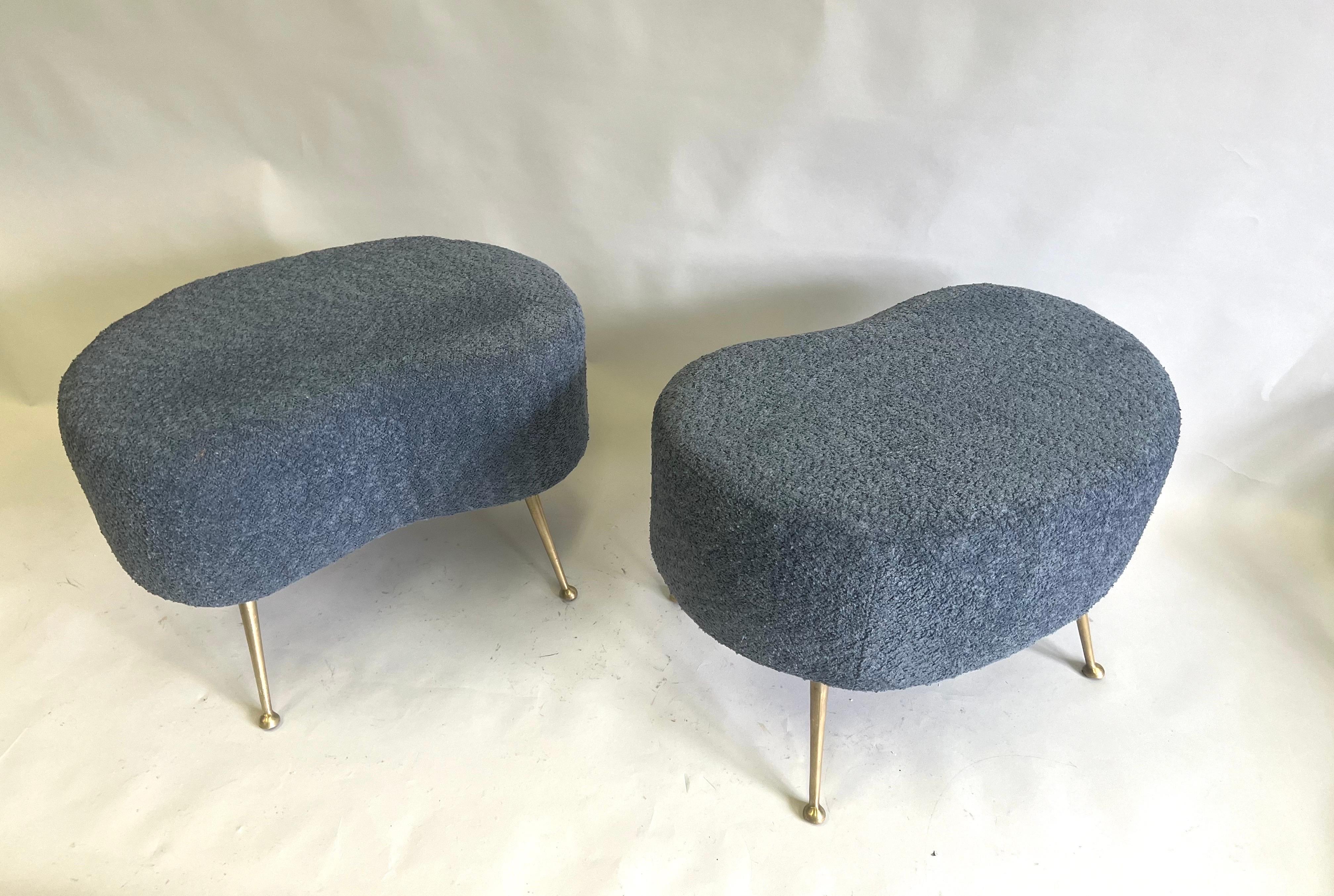 20th Century Pair of Italian Mid-Century Organic Modern Stools attributed to Marco Zanuso For Sale