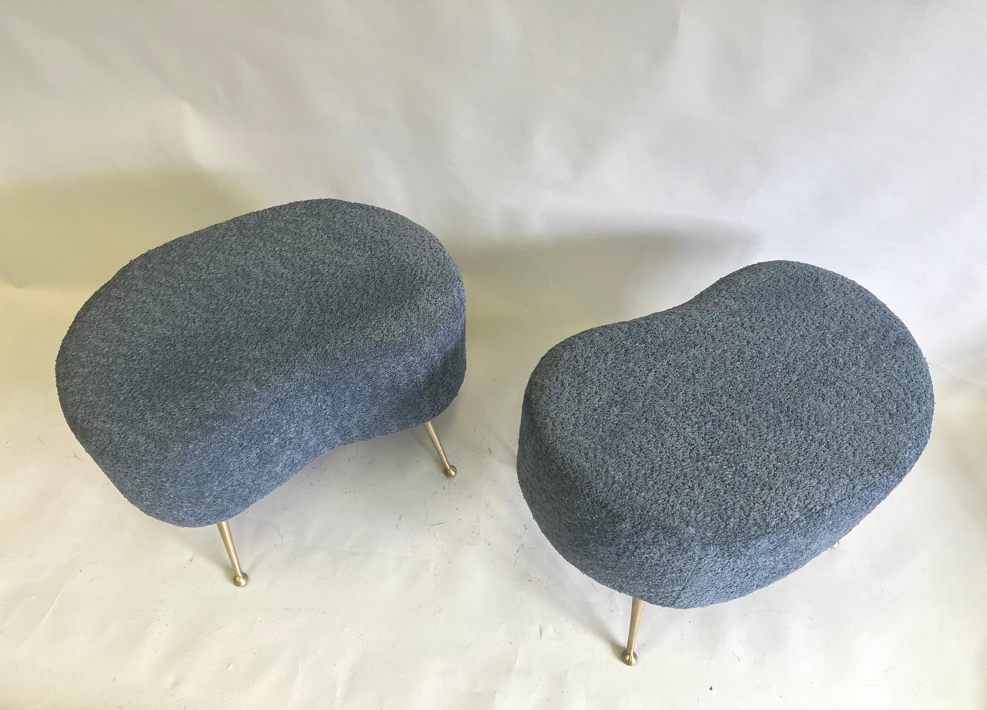 Pair of Italian Mid-Century Organic Modern Stools attributed to Marco Zanuso For Sale 2