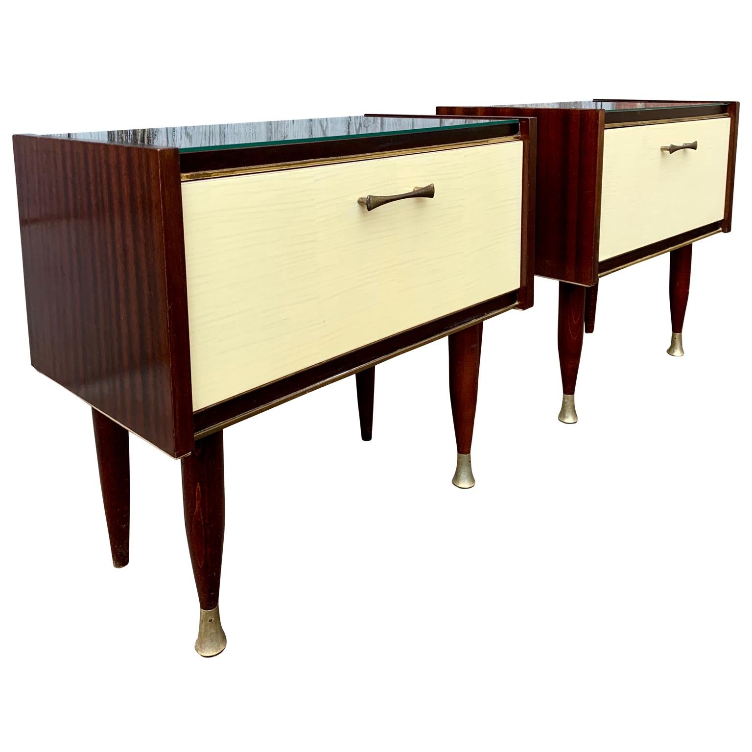 Mid-Century Modern Pair of Italian Midcentury Parisi Style Nightstands