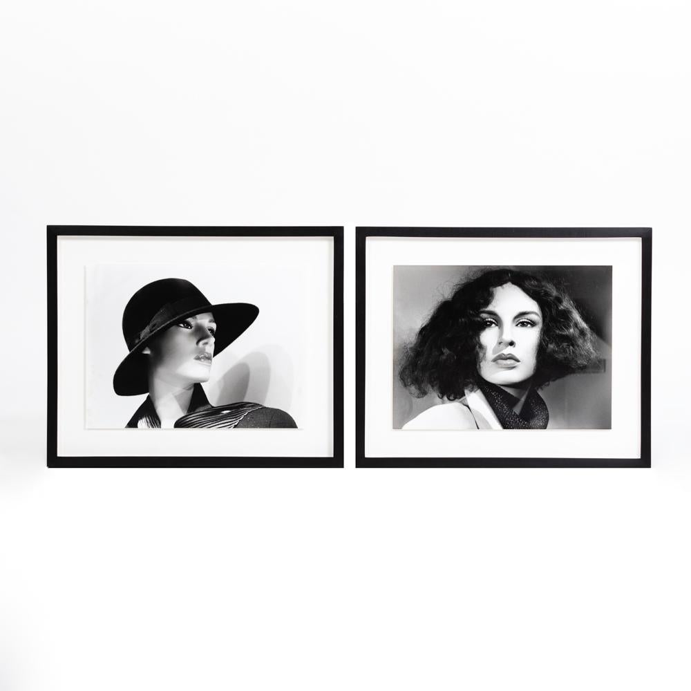 Pair of Italian midcentury photographs in black and white of 2 mannequins 1960s

Very expressive staged mannequins that look almost like real people. 
The charm of the 60s is clear, the distinctive faces captivating even in black and white.
The