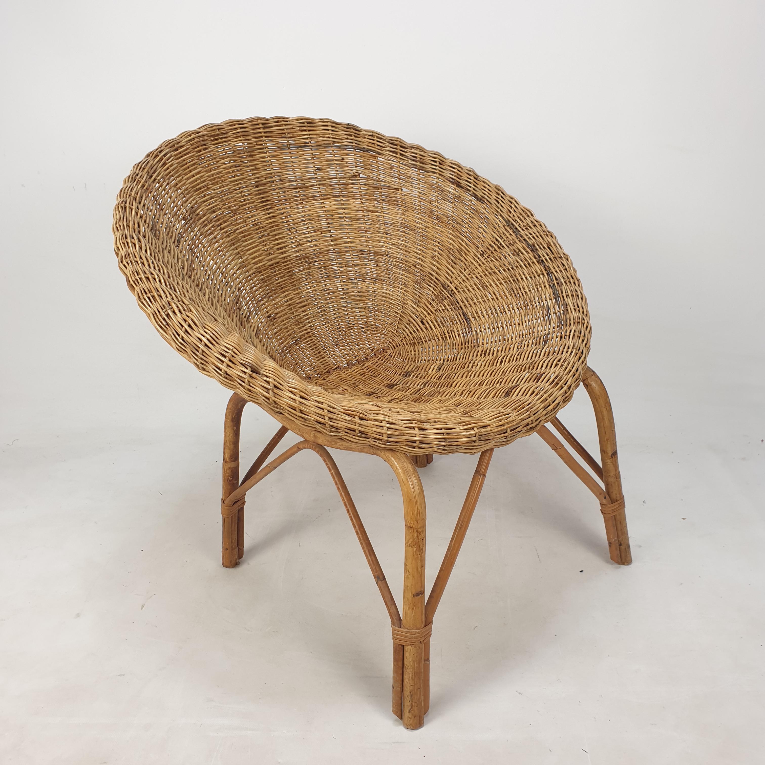 Pair of Italian Mid Century Rattan and Wicker Lounge Chairs, 1960's 8