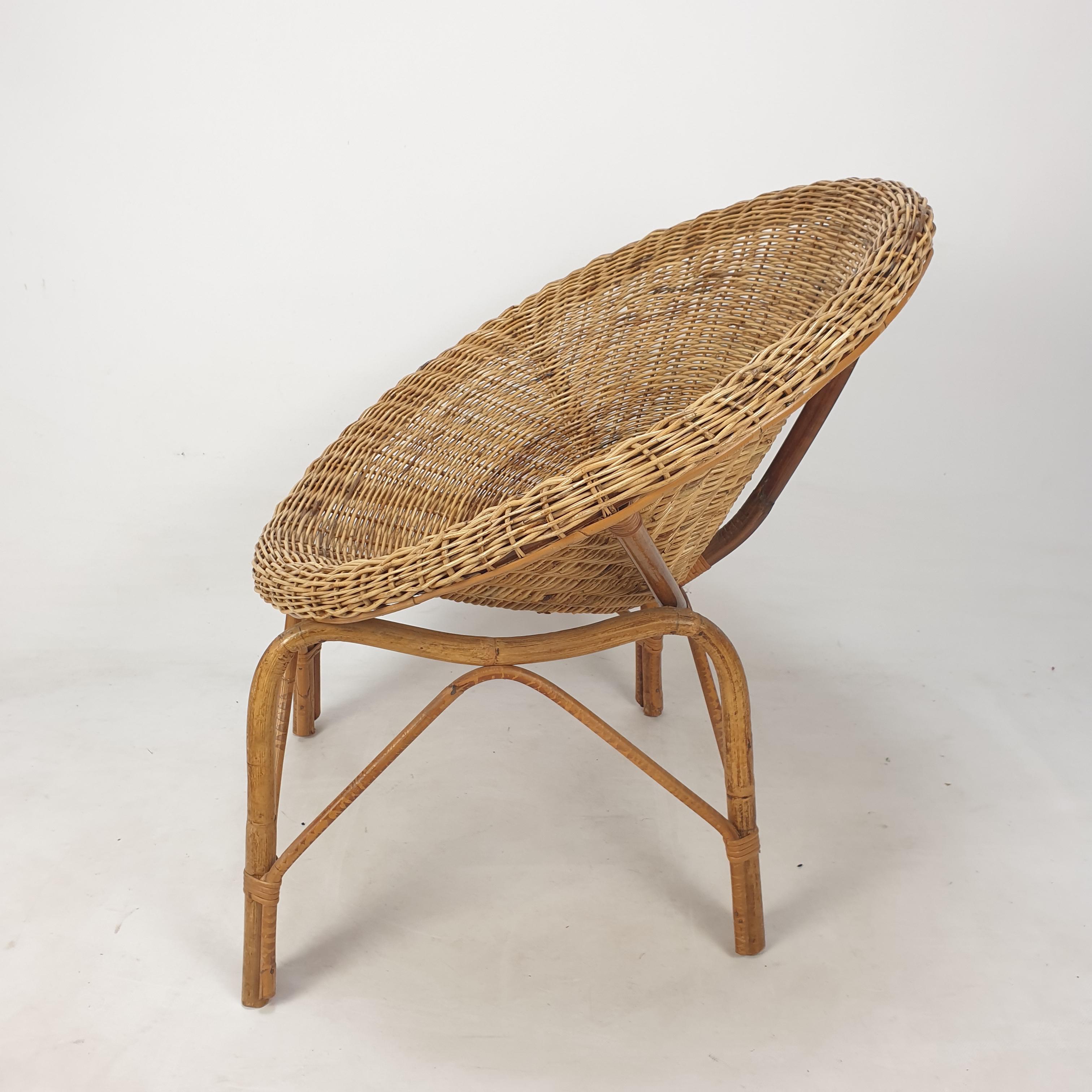 Pair of Italian Mid Century Rattan and Wicker Lounge Chairs, 1960's 10