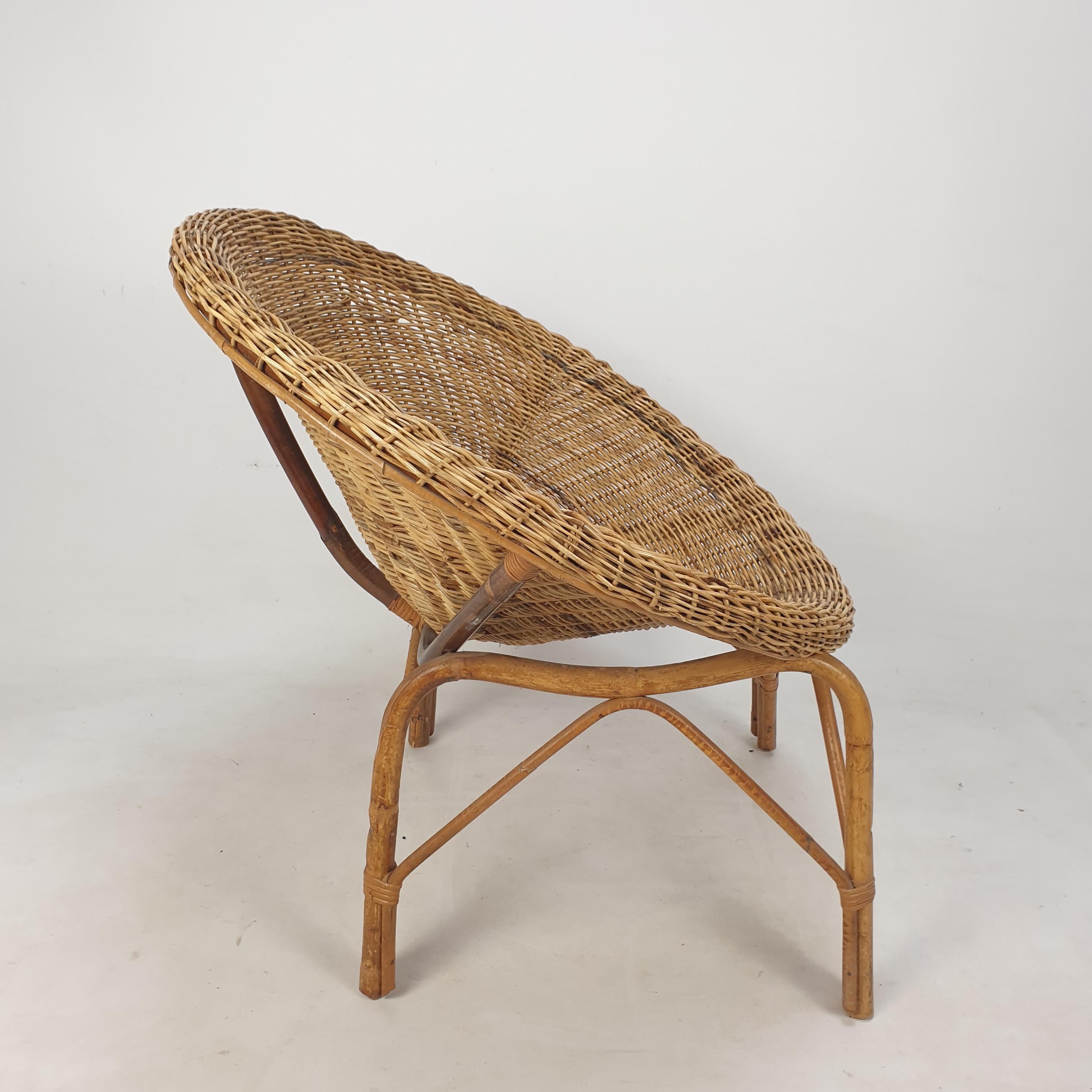 Pair of Italian Mid Century Rattan and Wicker Lounge Chairs, 1960's 11