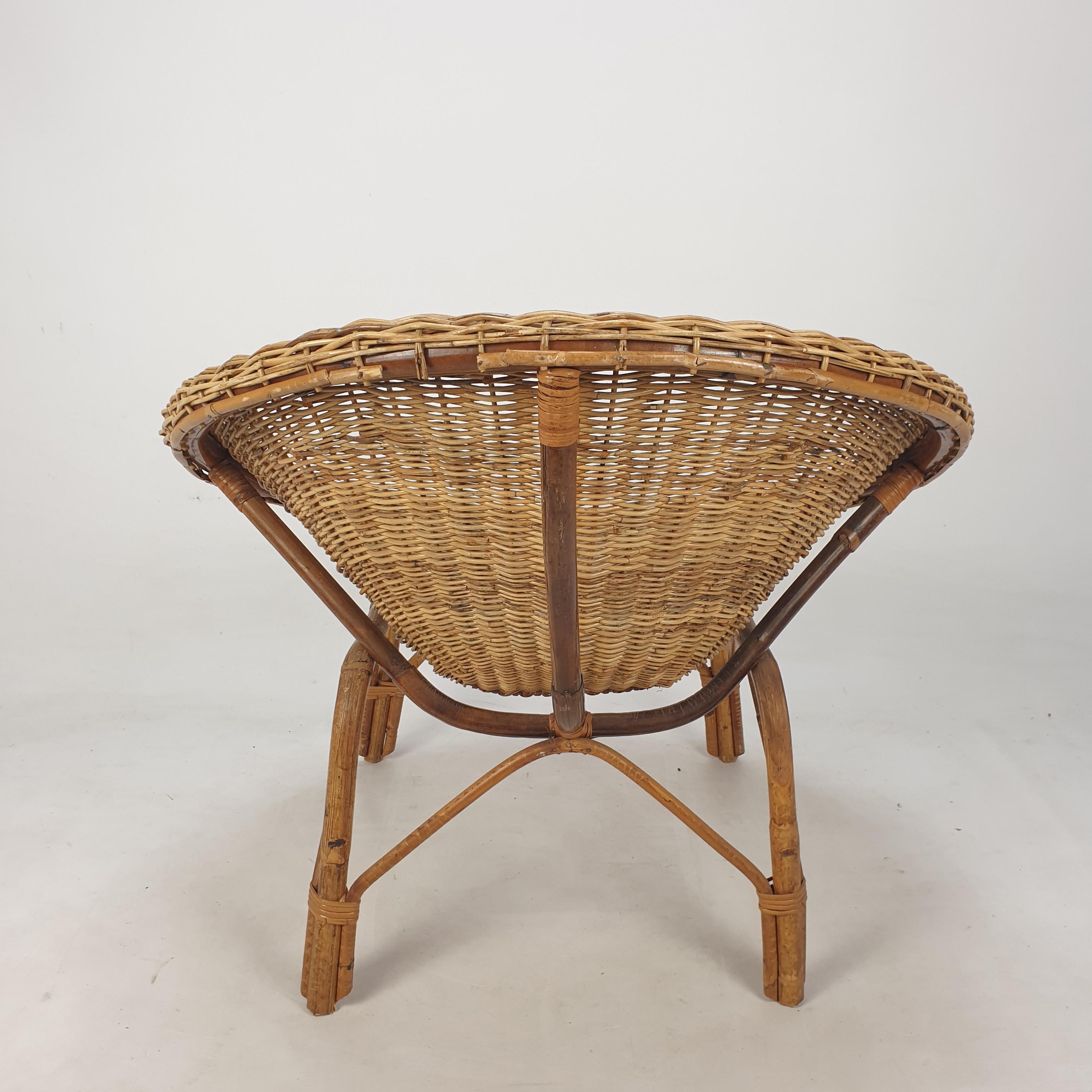 Pair of Italian Mid Century Rattan and Wicker Lounge Chairs, 1960's 12