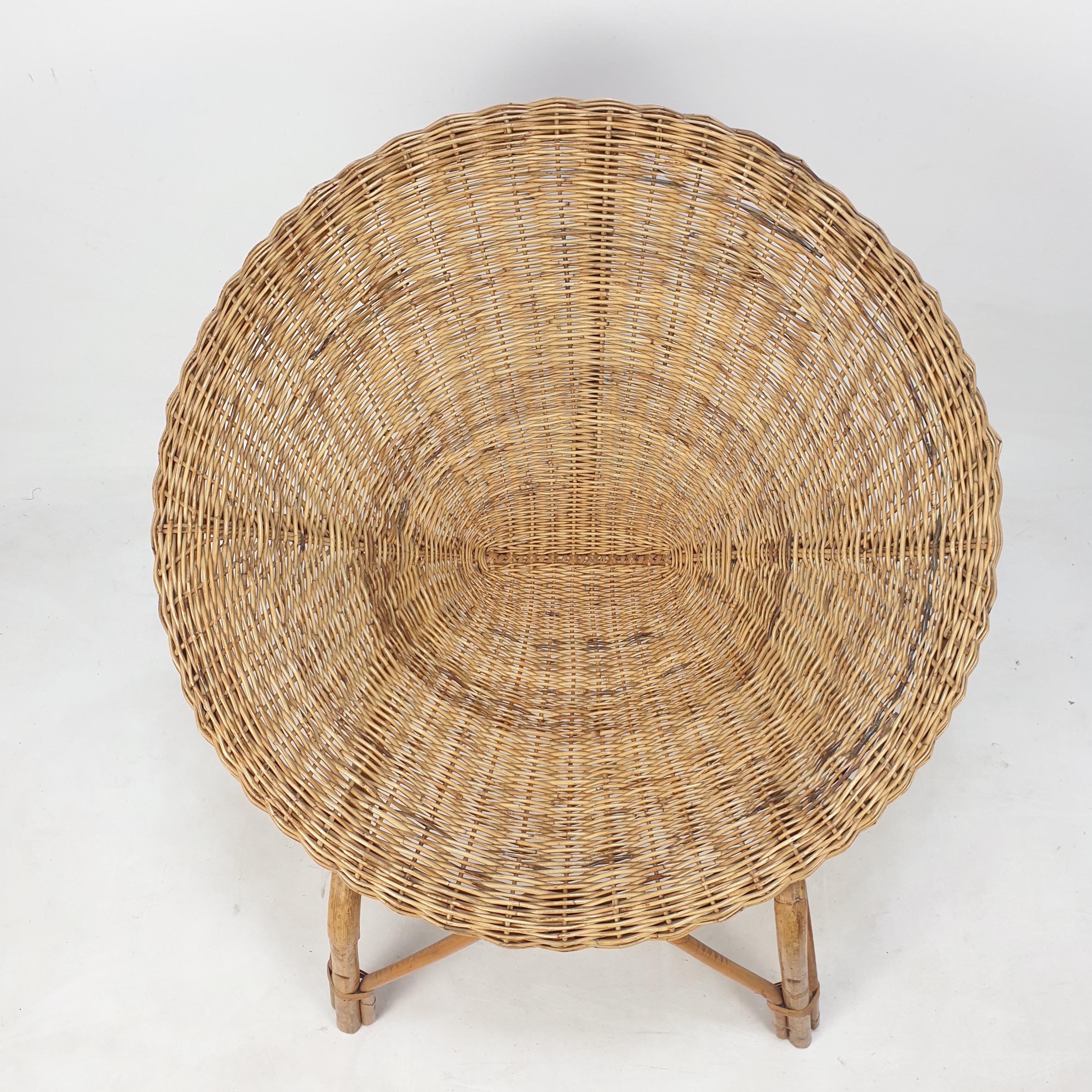 Pair of Italian Mid Century Rattan and Wicker Lounge Chairs, 1960's 13