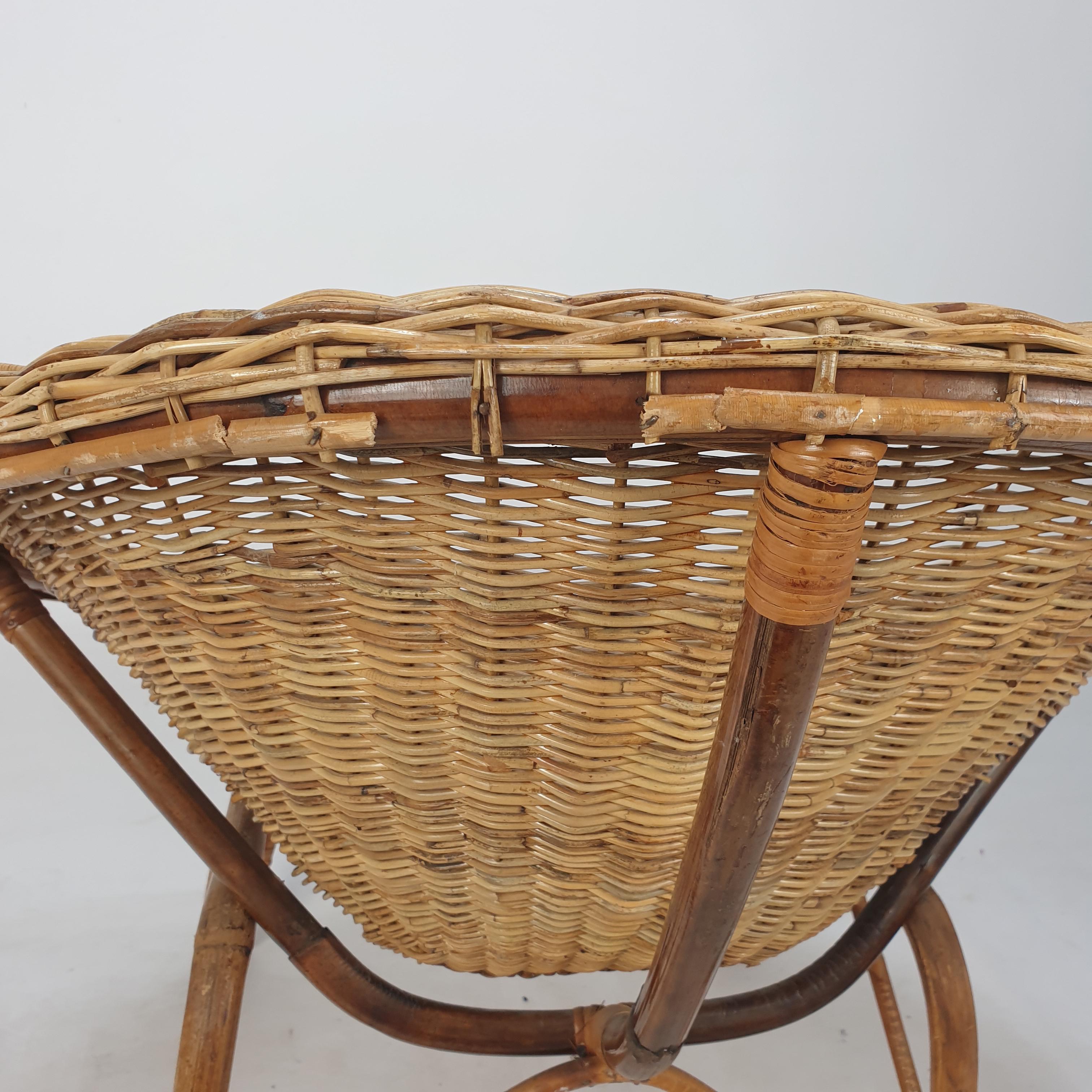 Pair of Italian Mid Century Rattan and Wicker Lounge Chairs, 1960's 15