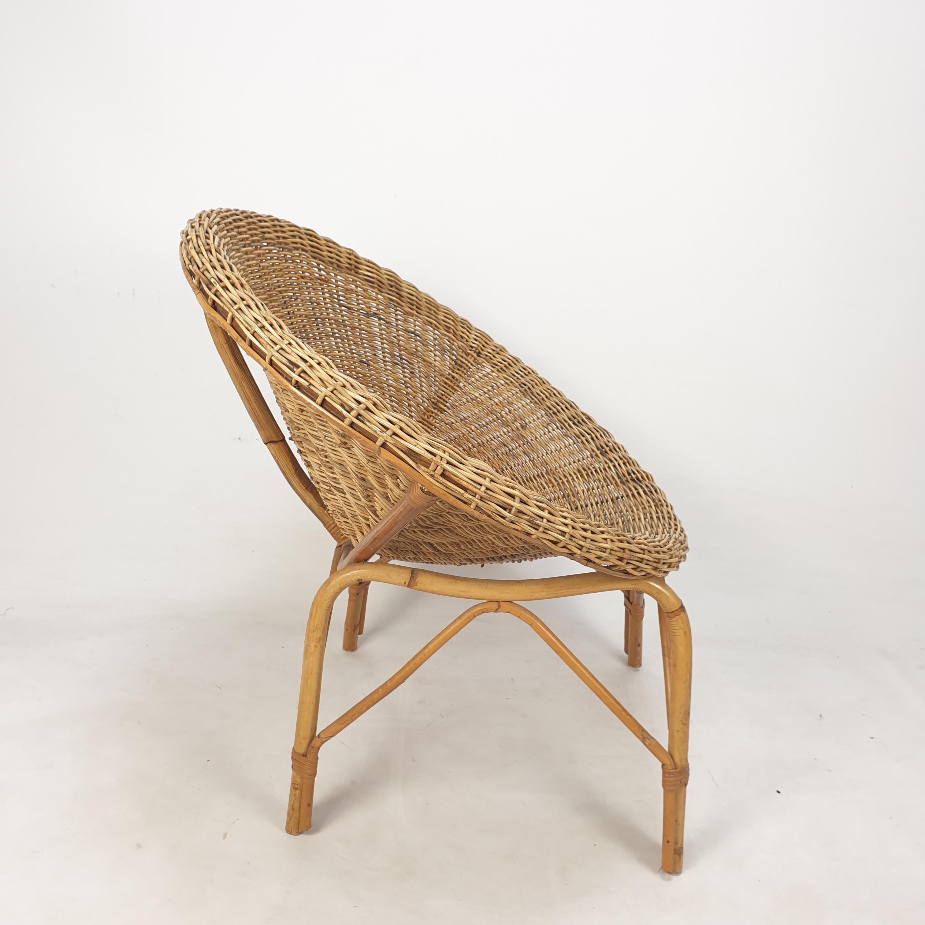 Pair of Italian Mid Century Rattan and Wicker Lounge Chairs, 1960's 3
