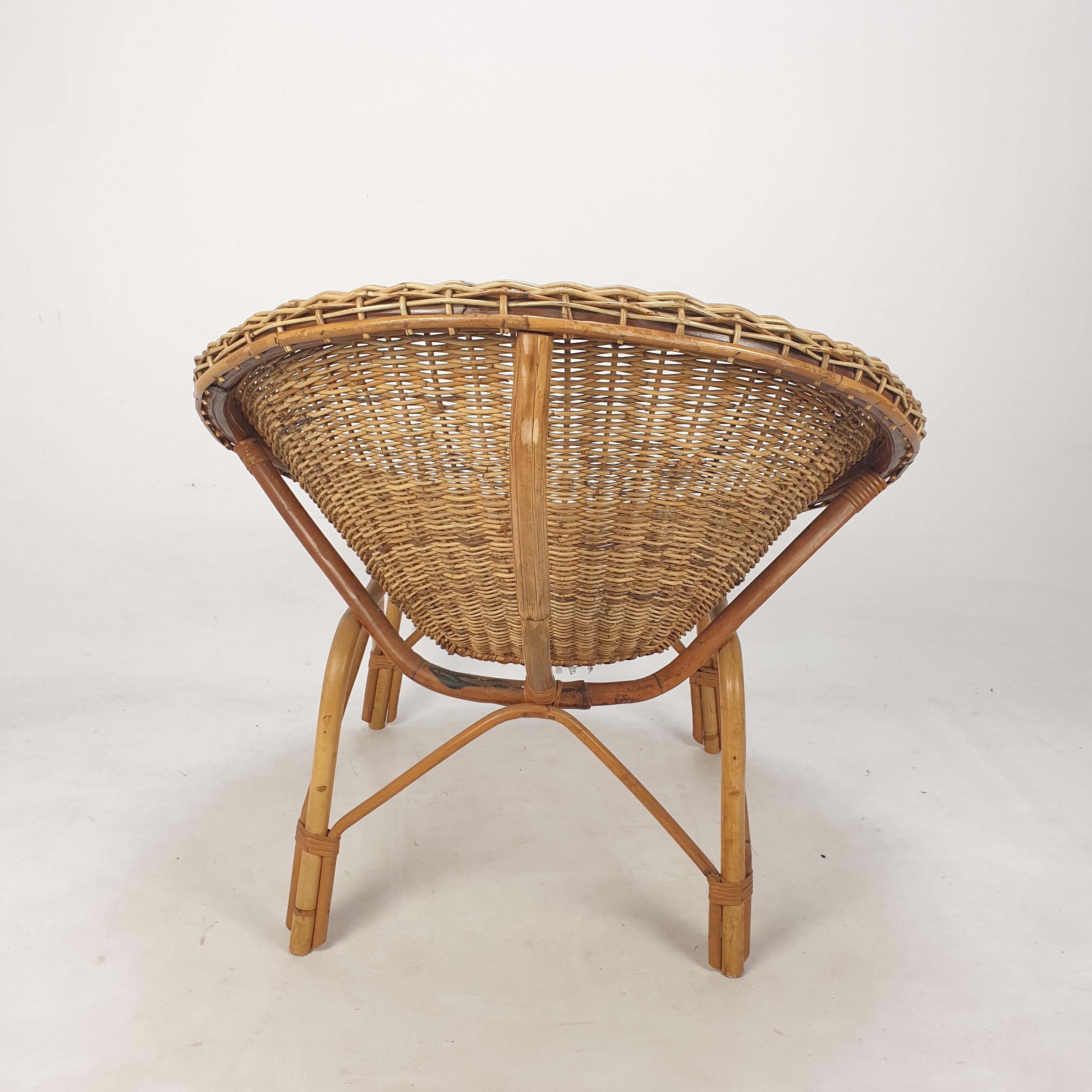 Pair of Italian Mid Century Rattan and Wicker Lounge Chairs, 1960's 4