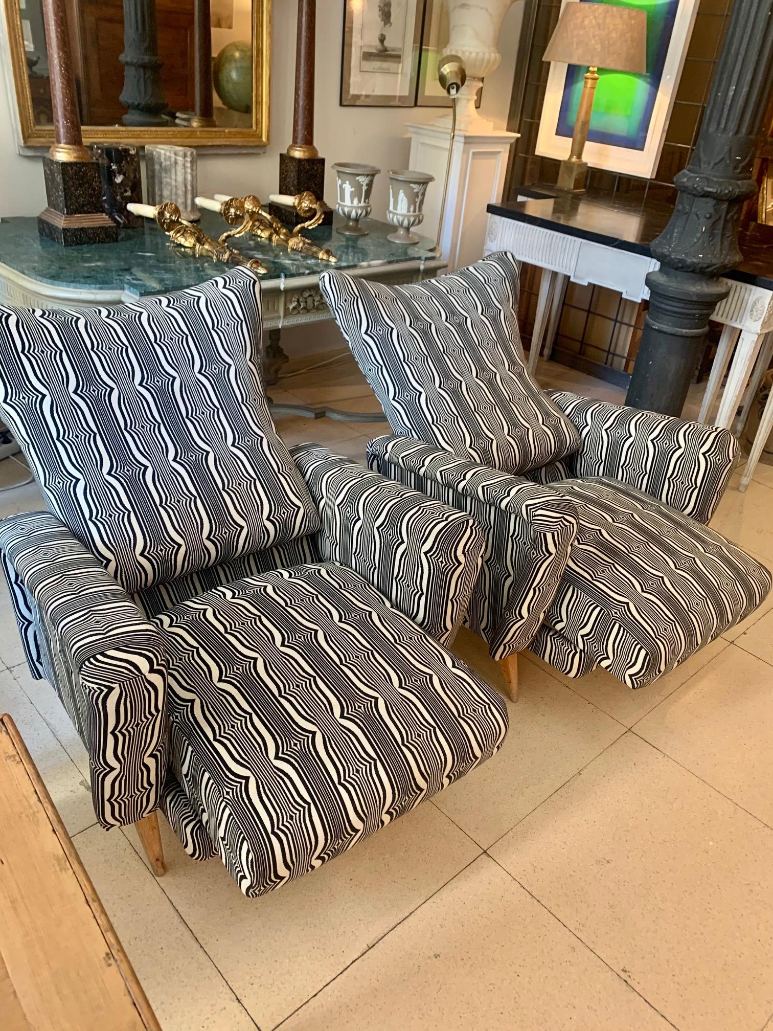 Pair of Italian Mid Century Reclining Armchairs For Sale 12