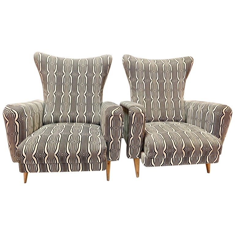 Pair of Italian Mid Century Reclining Armchairs For Sale at 1stDibs