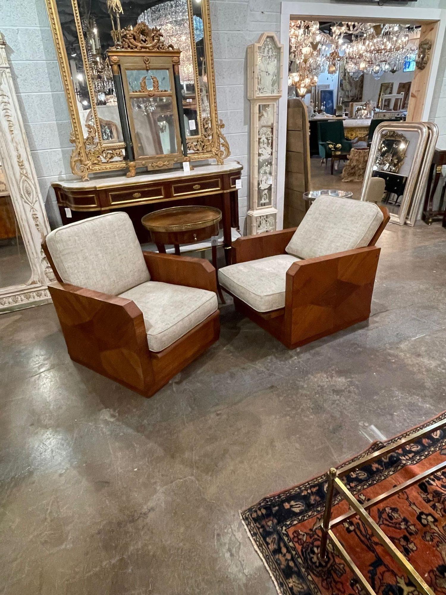 Great pair of Italian mid-century reclining club chairs. Circa 1970. A fine addition to any home!