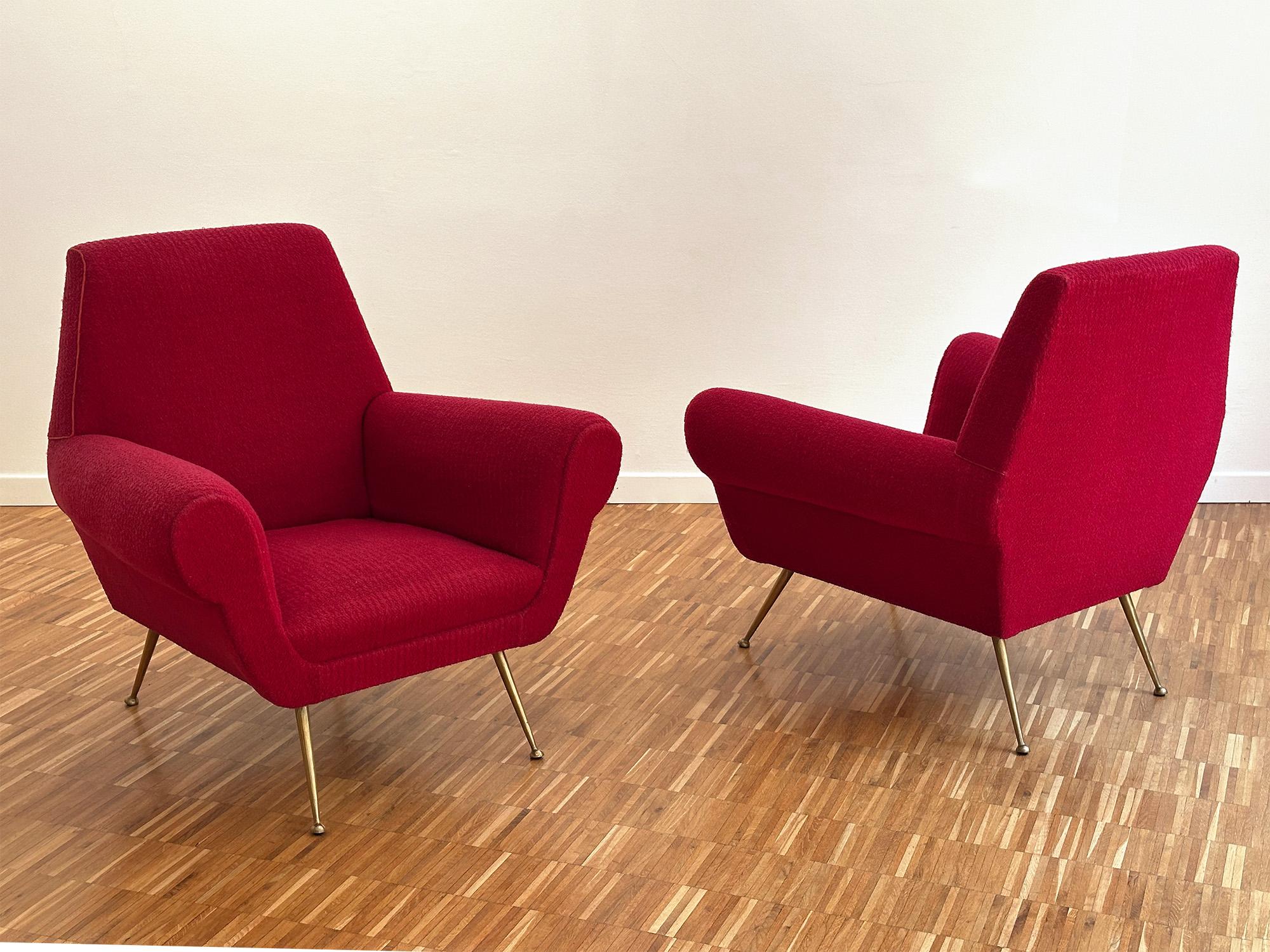 Pair of Italian Mid-Century Red Ruby Armchairs by Gigi Radice, 1950s For Sale 4