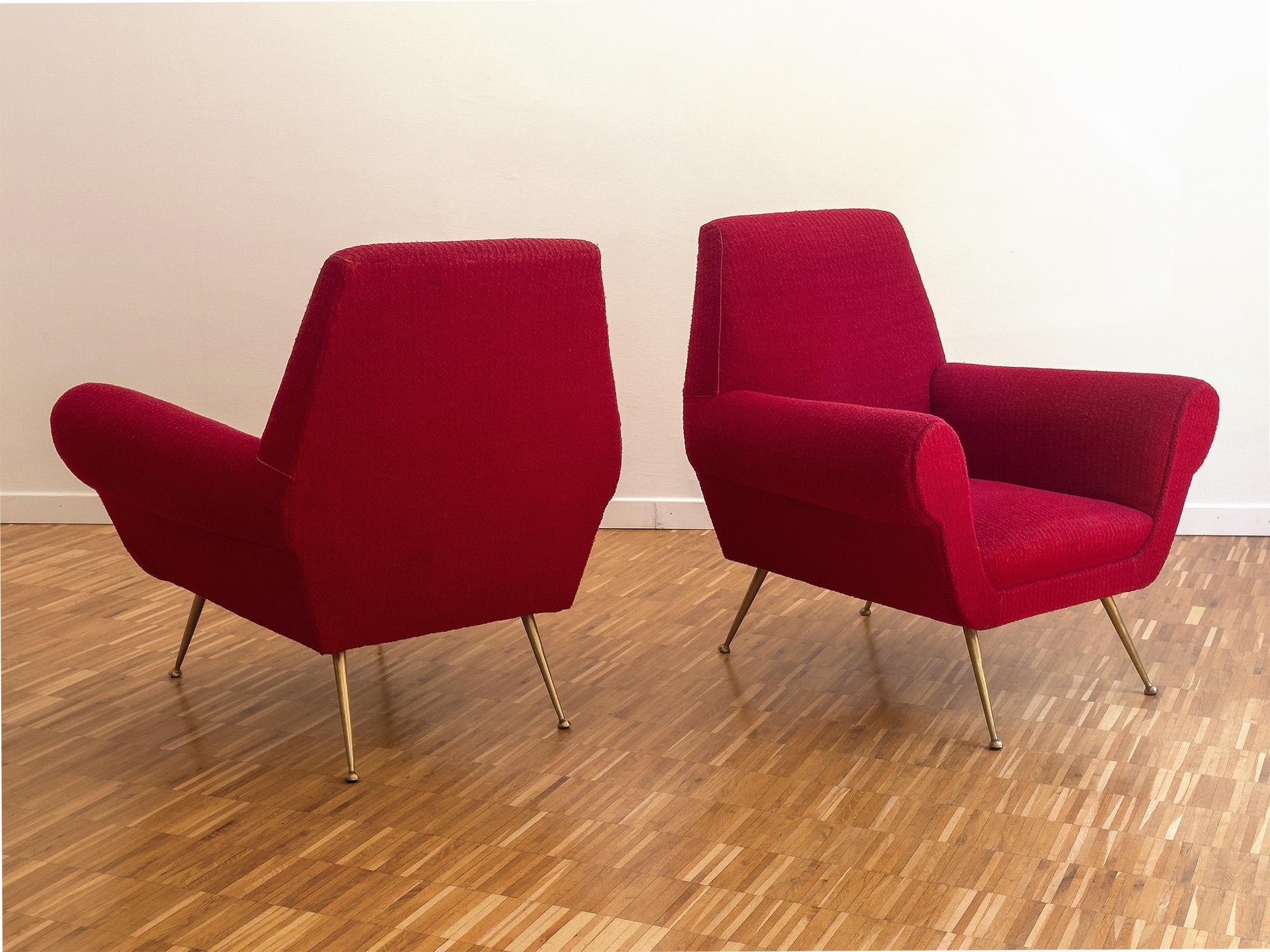 Pair of Italian Mid-Century Red Ruby Armchairs by Gigi Radice, 1950s For Sale 5