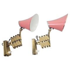 Pair of Italian Mid-Century Scissor Wall Lamps, 1950's