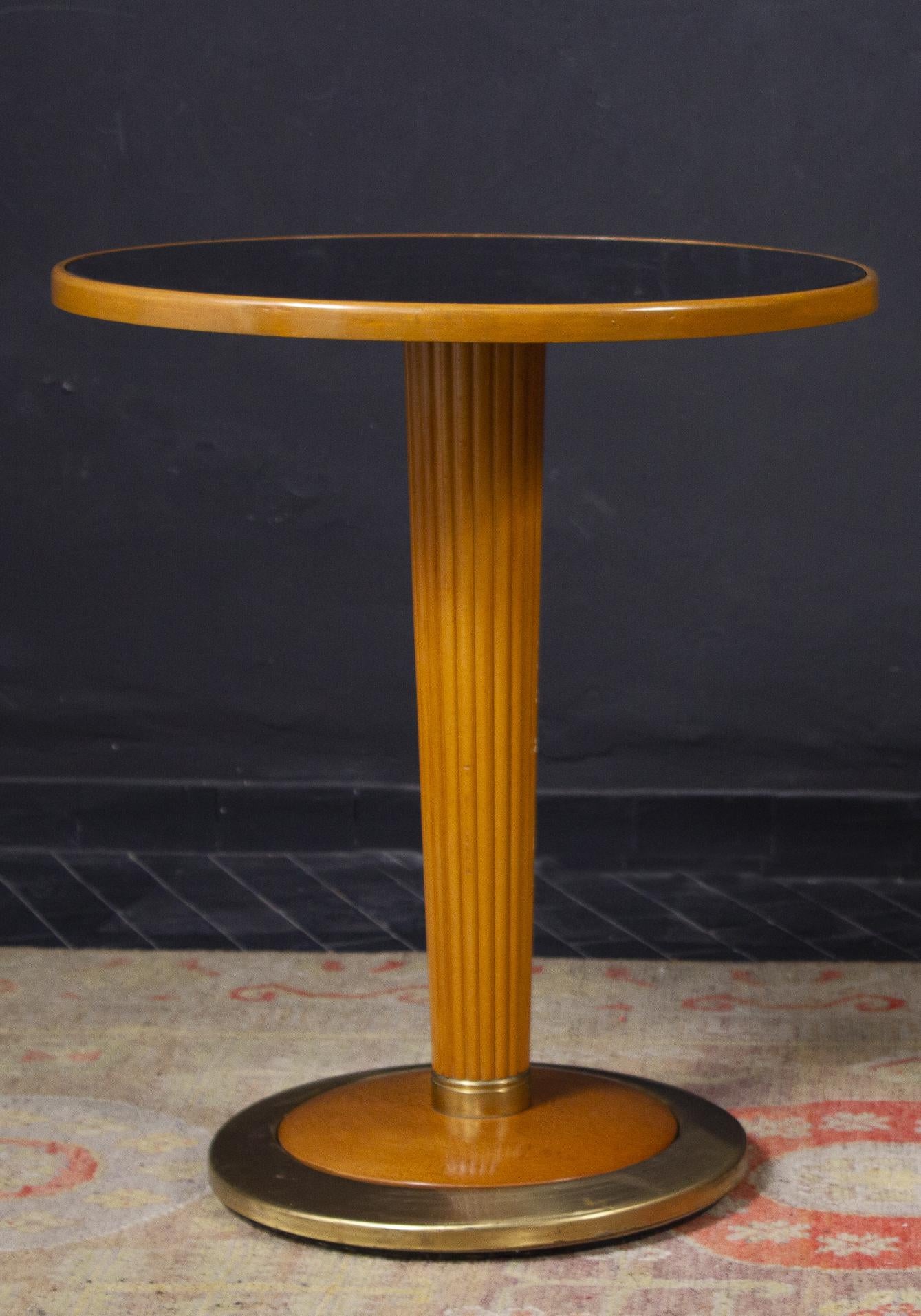 20th Century Pair of Italian Midcentury Side Tables with Black Mirror Top, 1950