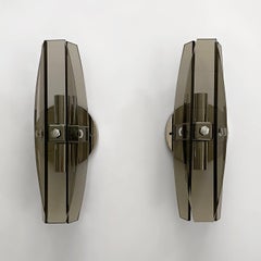 Pair of Italian Mid Century Smoked Glass Sconces