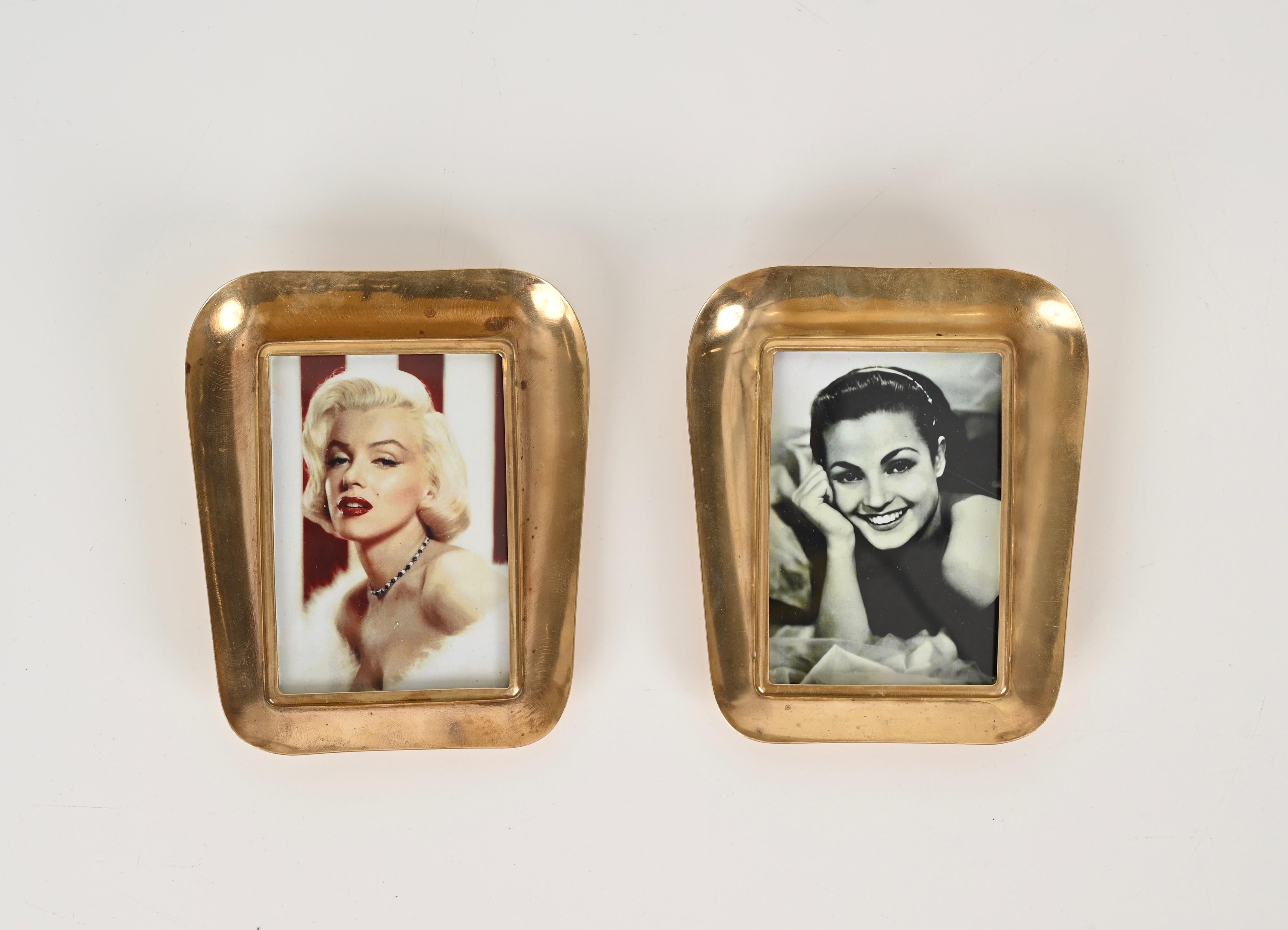 Pair of Italian Mid-Century Solid Gilt Brass Photo Frame, Italy 1950s For Sale 4