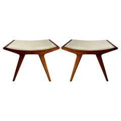 Pair of Italian Mid Century Stools in Paolo Buffa style, Italy, 1950s