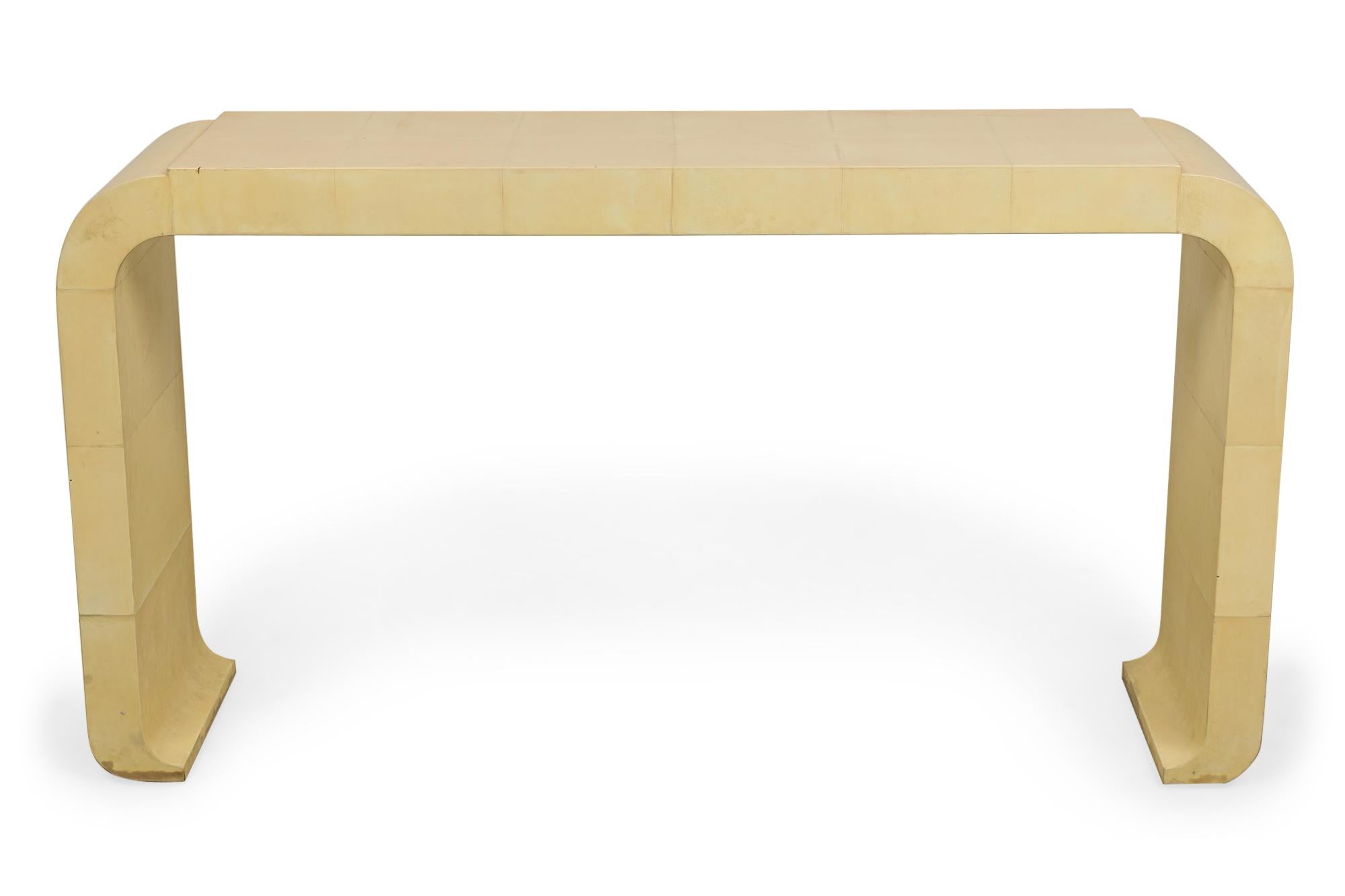 Paar italienische Konsolentische aus Pergament im Mid-Century-Stil (Holz) im Angebot