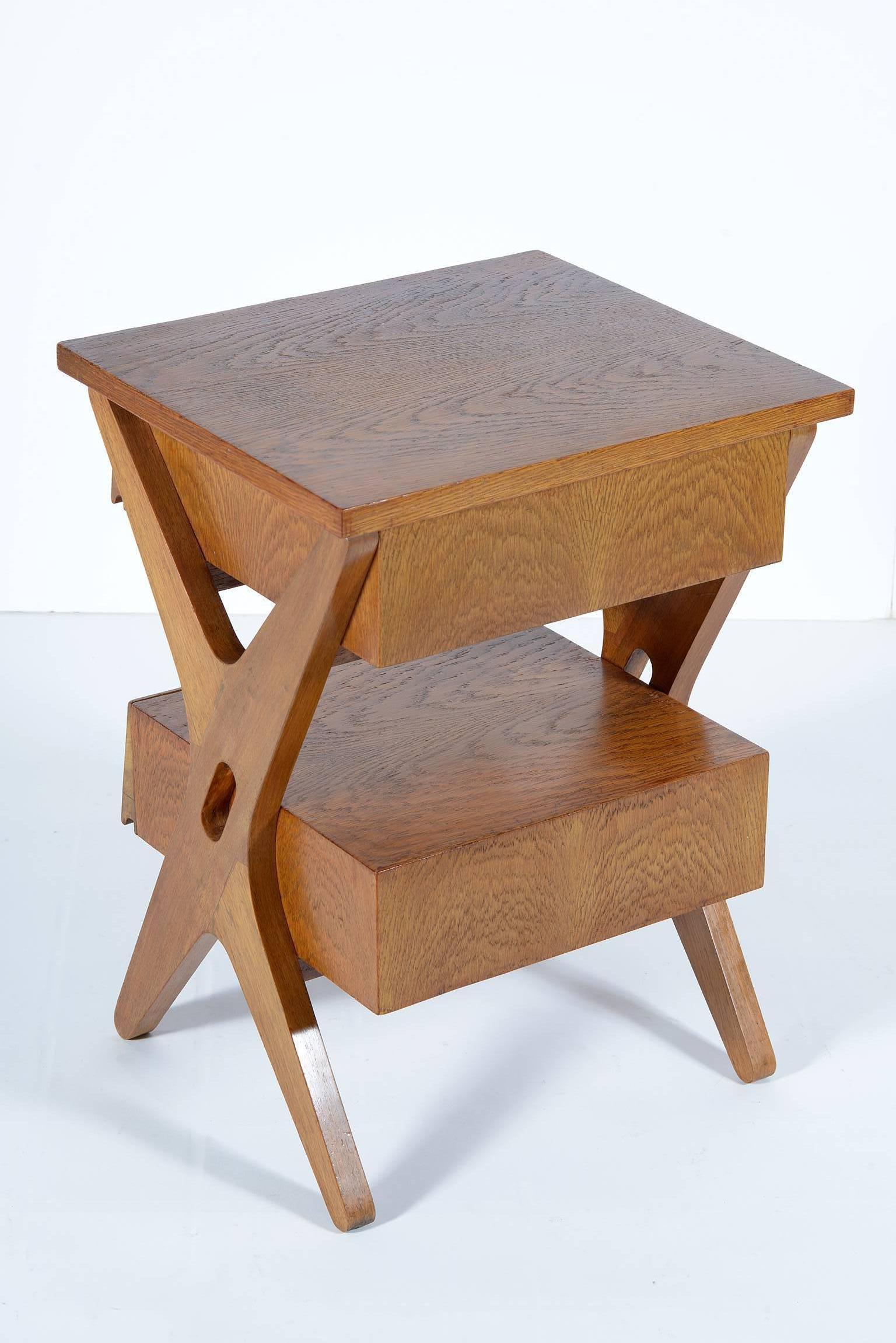 Pair of Italian Midcentury Tables or Nightstand with Double Drawer In Excellent Condition In Firenze, Toscana