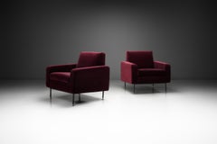 Pair of Italian Mid-Century Upholstered Armchairs, Italy 1960s