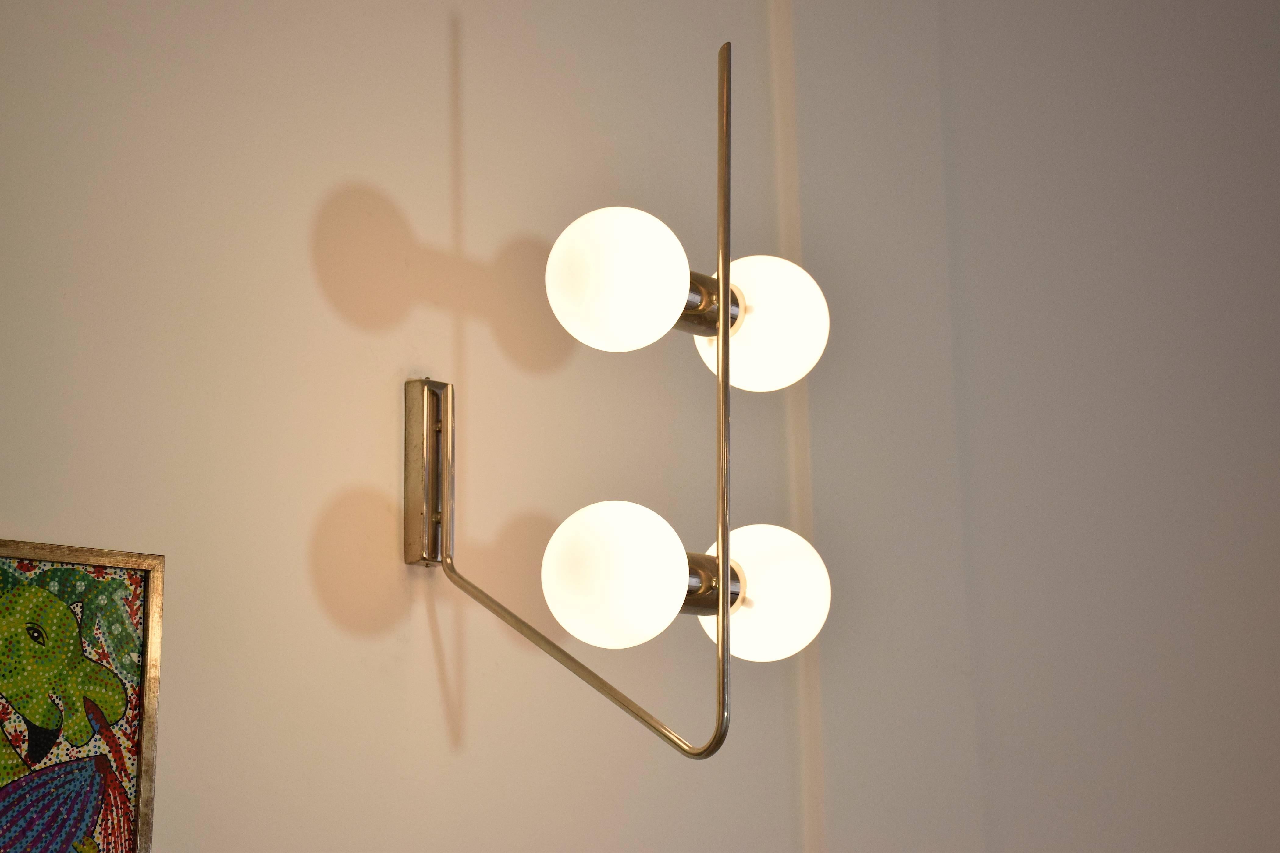 Pair of Italian Midcentury Wall Lights Attributed to Stilnovo, 1960-1970 2