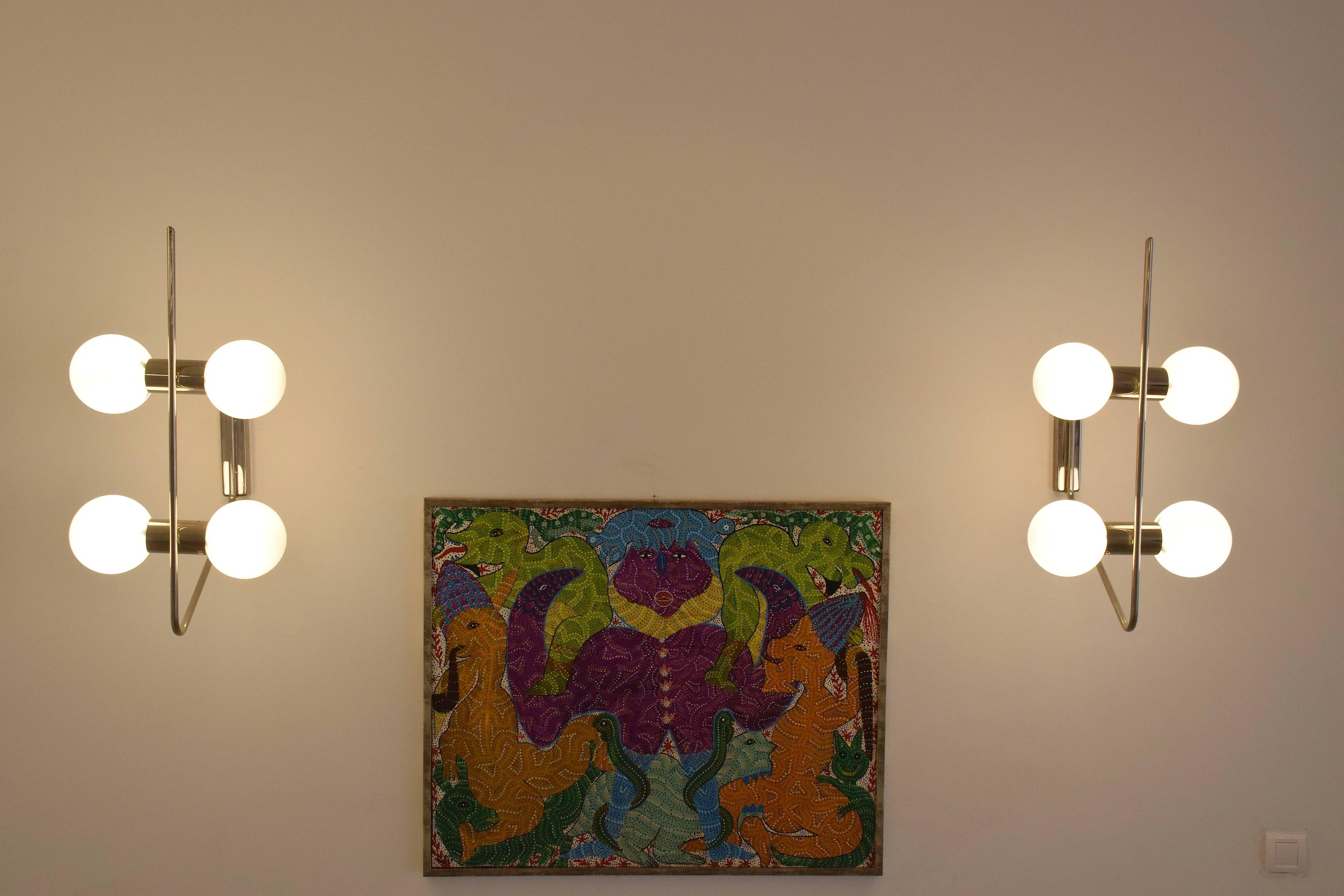 Pair of Italian Midcentury Wall Lights Attributed to Stilnovo, 1960-1970 3