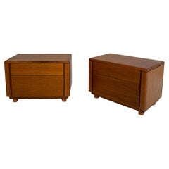 Pair of Italian Mid-Century Walnut Bedside Tables with Two Drawers, 1960s