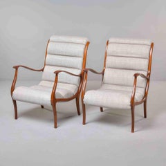 Pair of Italian Mid-Century Walnut Lounge Chairs by Longhi, Milan