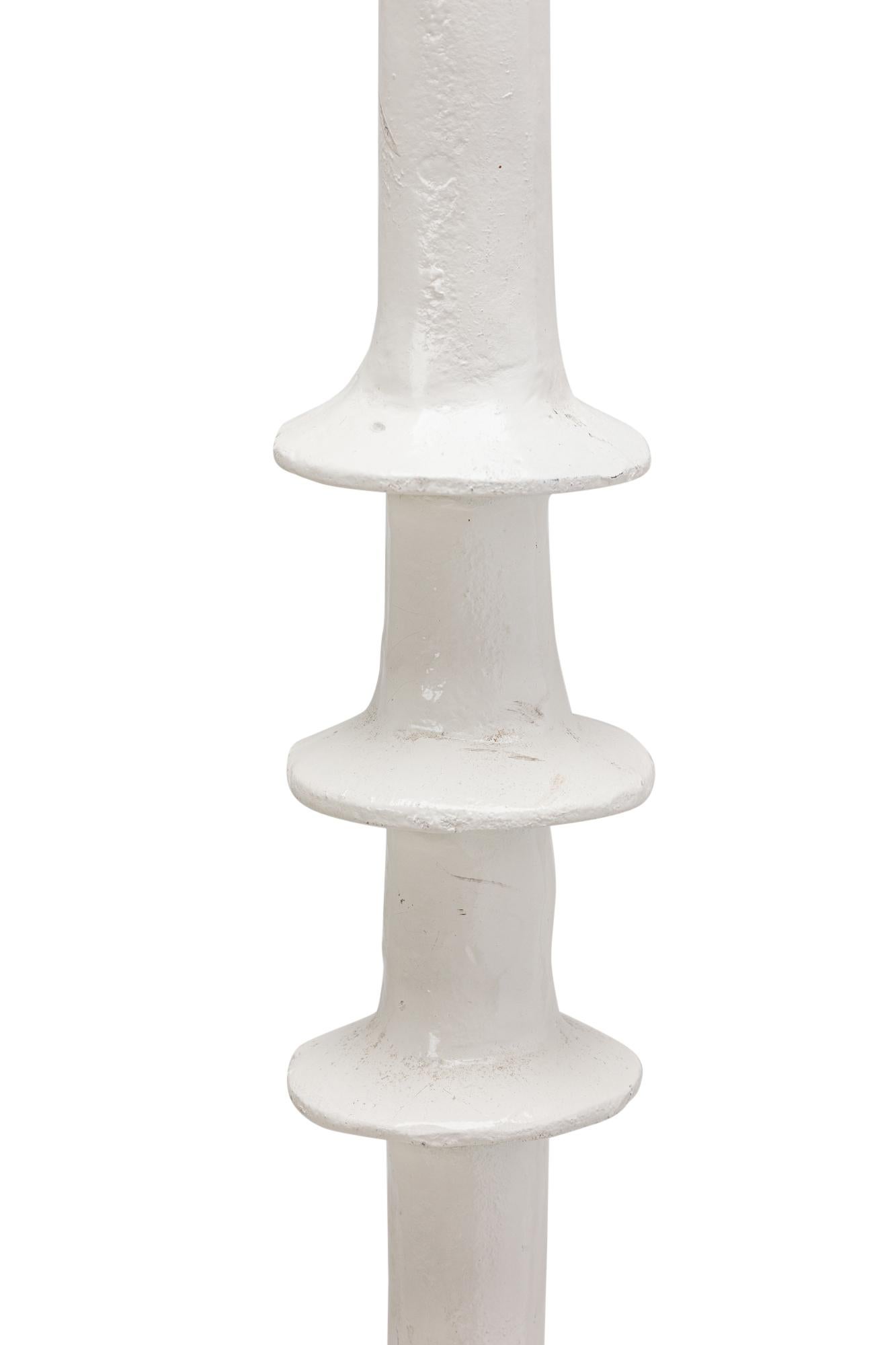 Pair of Italian Mid-Century White Painted Turned Post Floor Lamps (manner of Gia For Sale 3