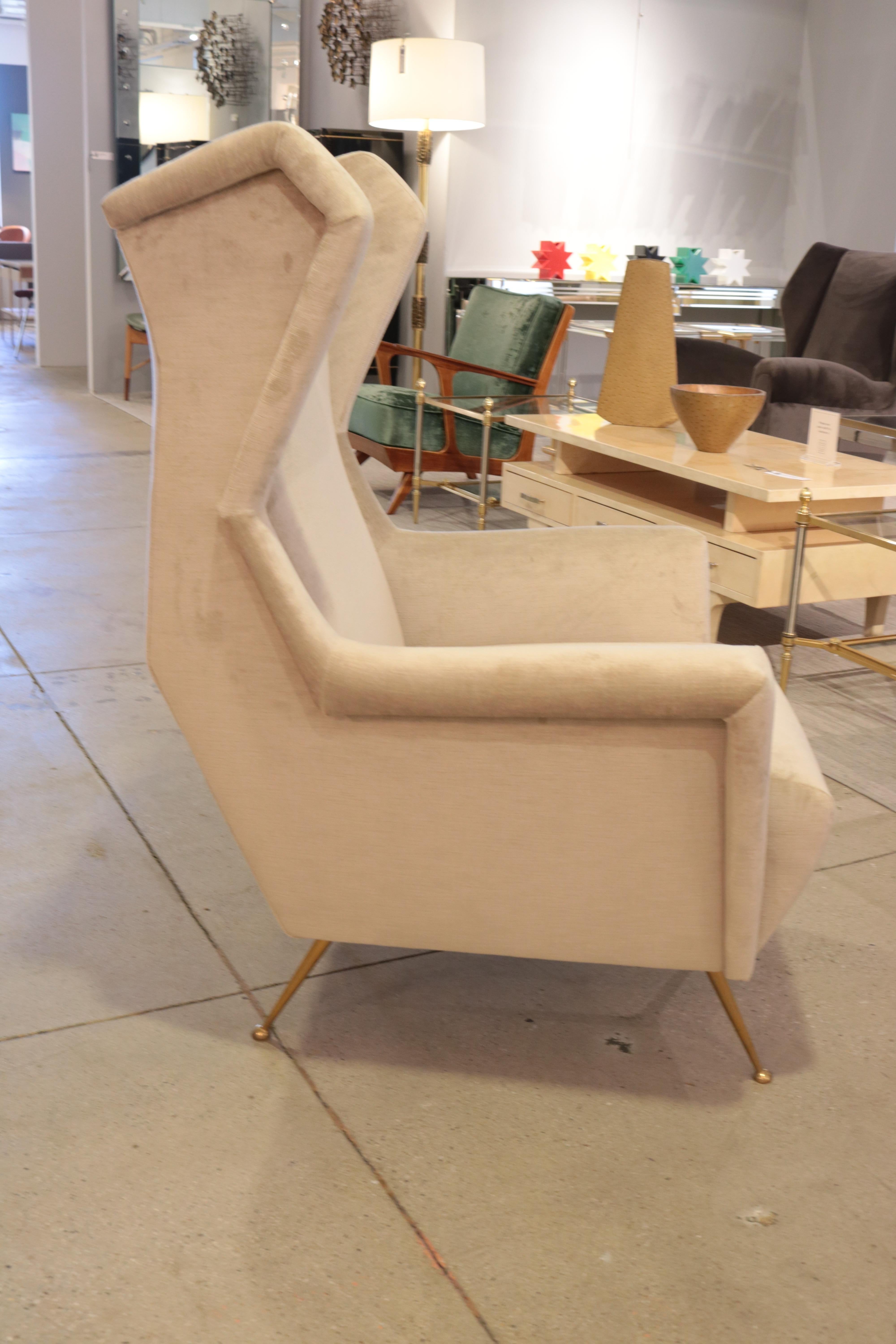 Mid-20th Century Pair of Italian Midcentury Wing Chairs