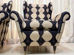 Paire de fauteuils à oreilles italiens du milieu du siècle, vers les années 1950