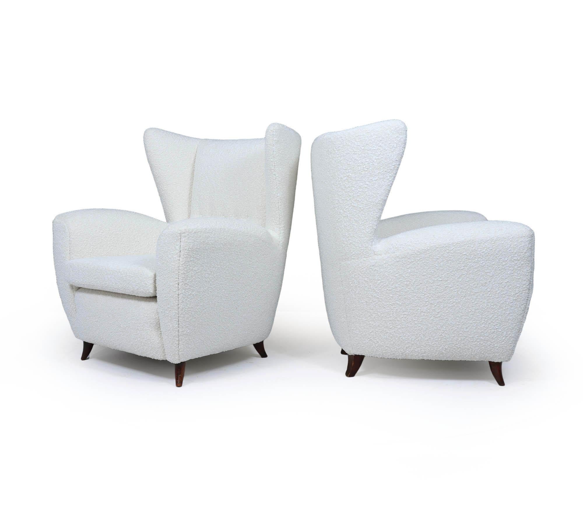 Paire de fauteuils à dossier en bouclé italiens du milieu du siècle dernier, c.C.S. Excellent état - En vente à Paddock Wood Tonbridge, GB