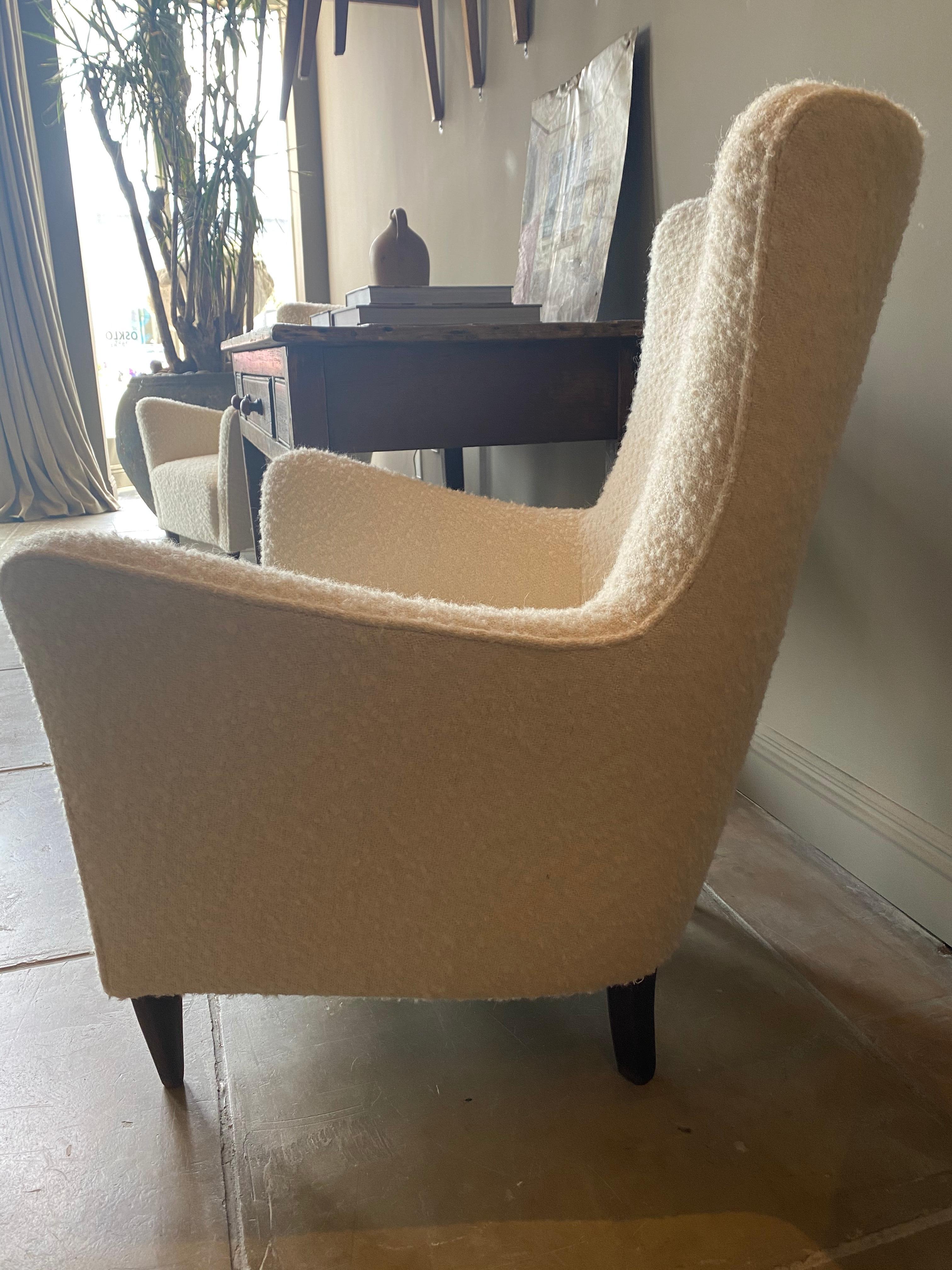 boucle wing chair