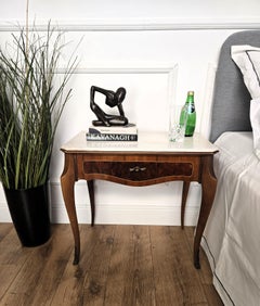 Pair of Italian Mid-Century Wood Marble Top Night Stands Bedside Tables