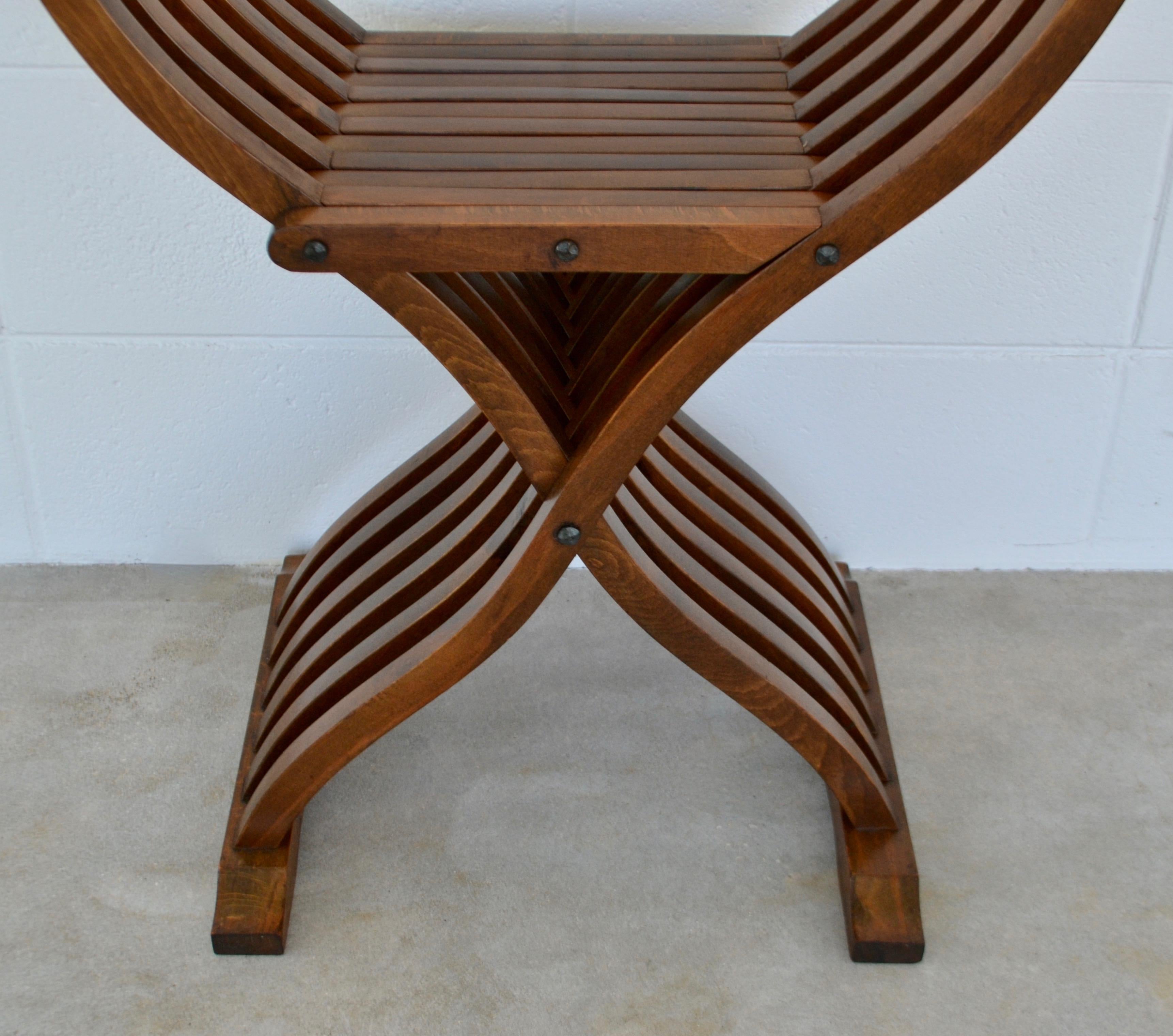 Pair of Italian Midcentury X Form Benches/Stools For Sale 4
