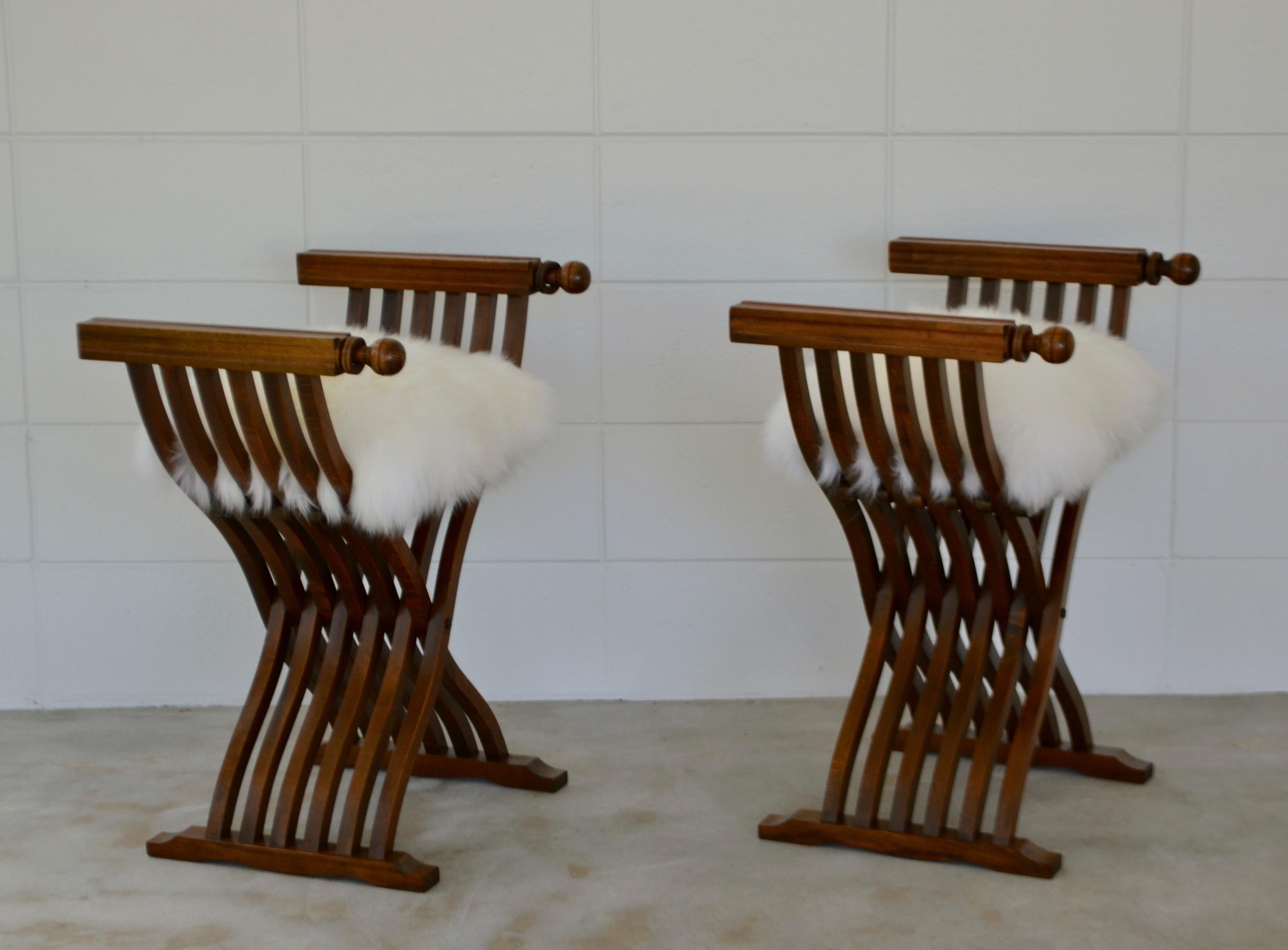 Mid-20th Century Pair of Italian Midcentury X Form Benches/Stools For Sale