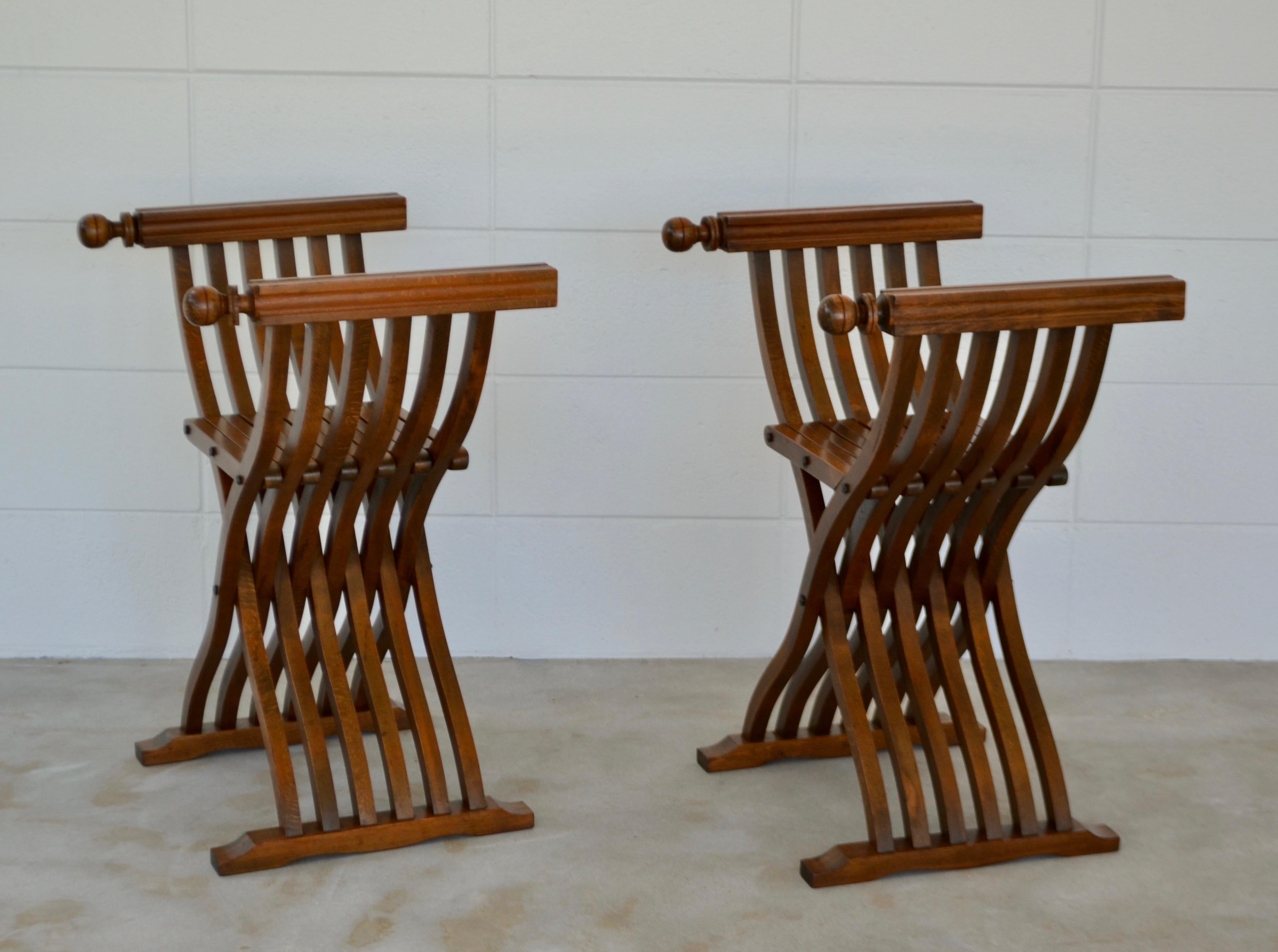 Pair of Italian Midcentury X Form Benches/Stools For Sale 2
