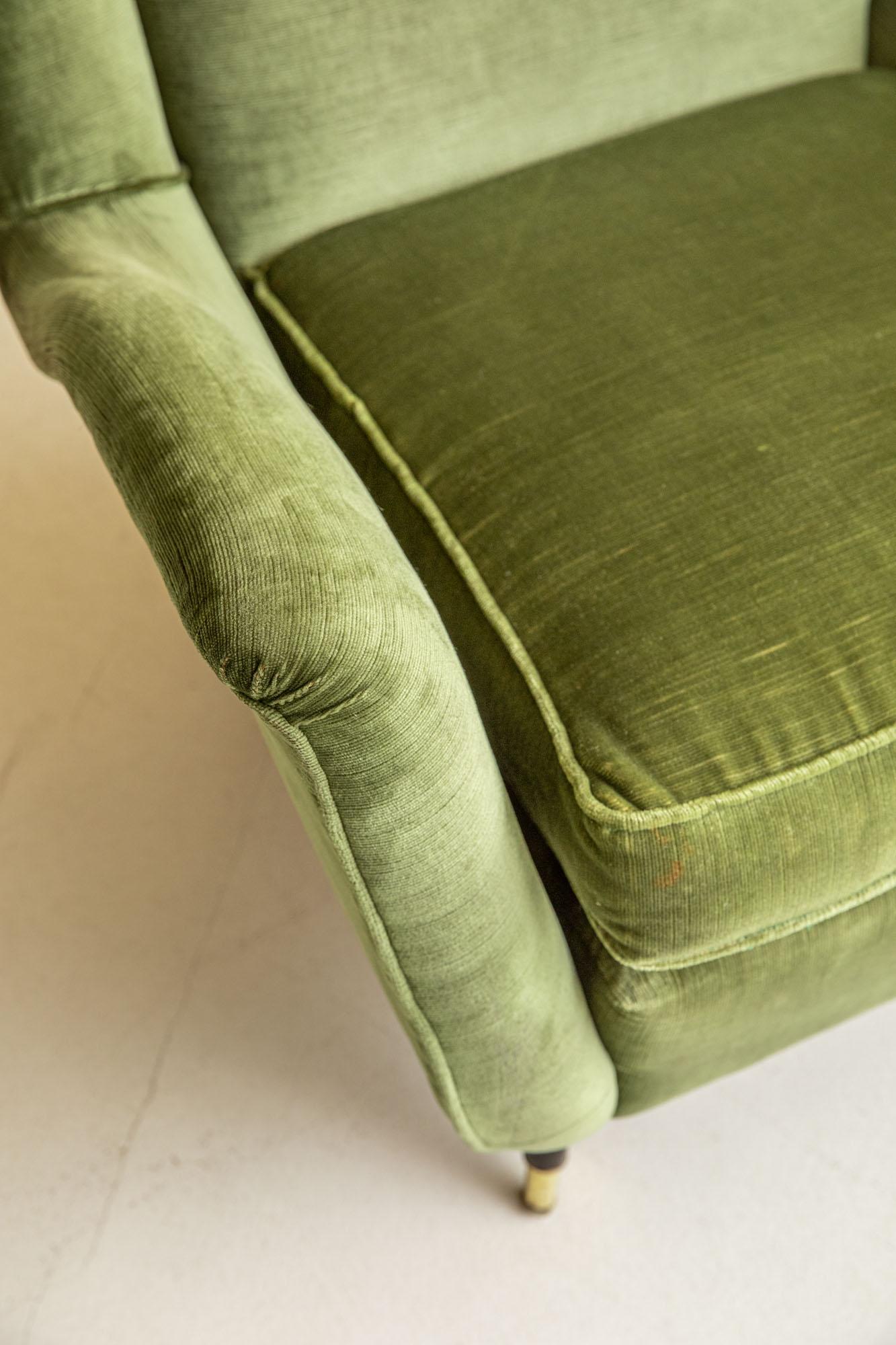 Fabric Pair of Italian Midcentury Armchairs by Isa