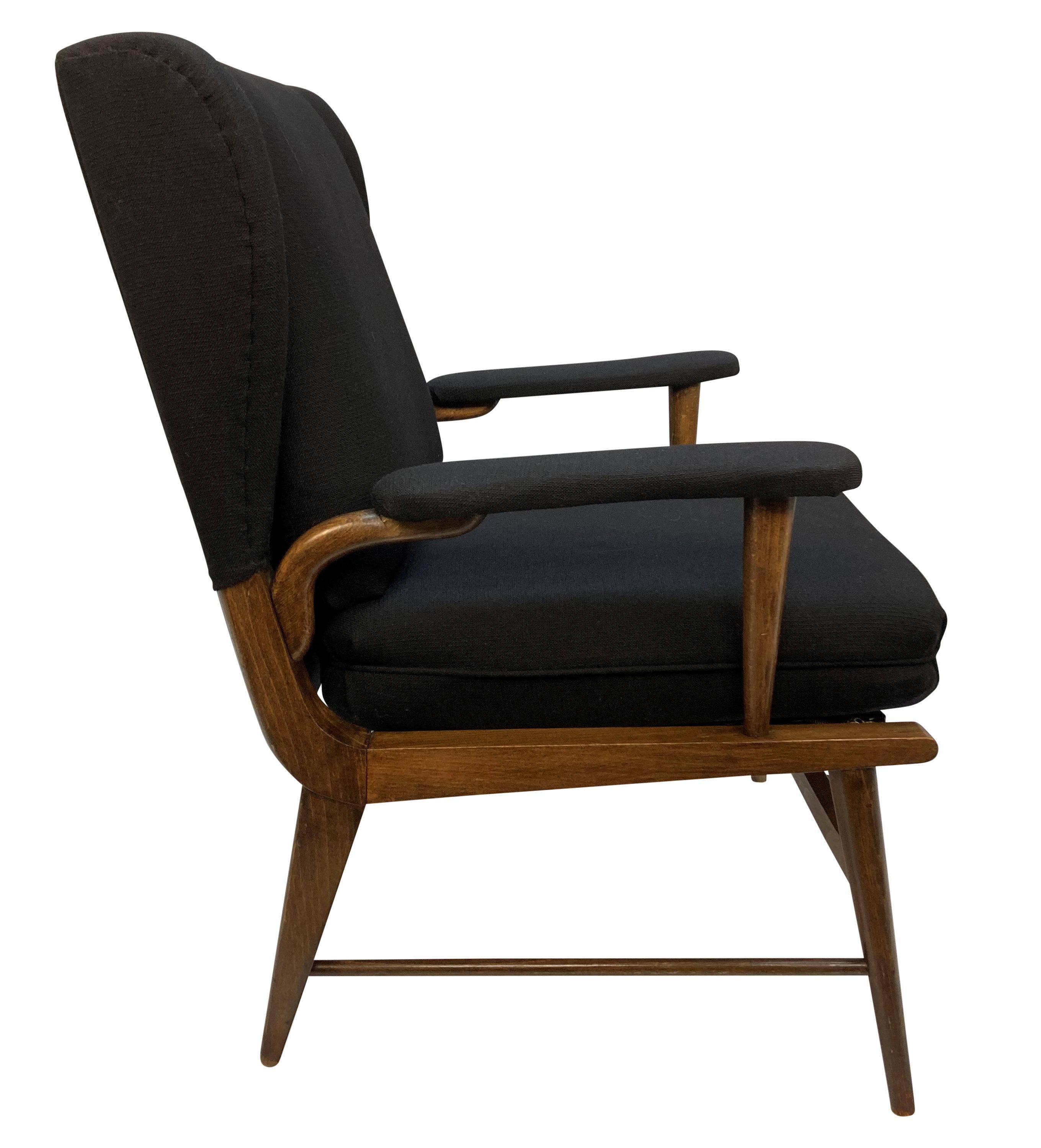 Paire de fauteuils italiens du milieu du siècle en laine noire Bon état - En vente à Kent, Dover