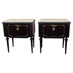 Pair of Italian Midcentury Art Deco Night Stands Bedside Tables Marble Top