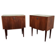 Pair of Italian Midcentury Art Deco Nightstands Bedside Tables Veneer Walnut