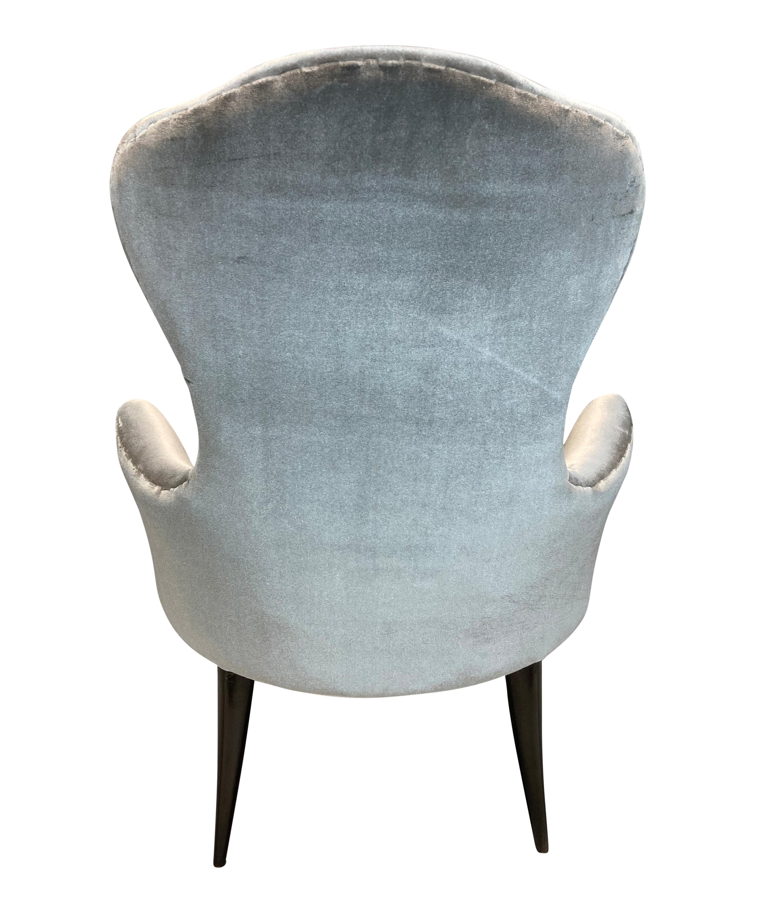 Mid-20th Century Pair Of Italian Midcentury Bedroom Chairs In Velvet For Sale