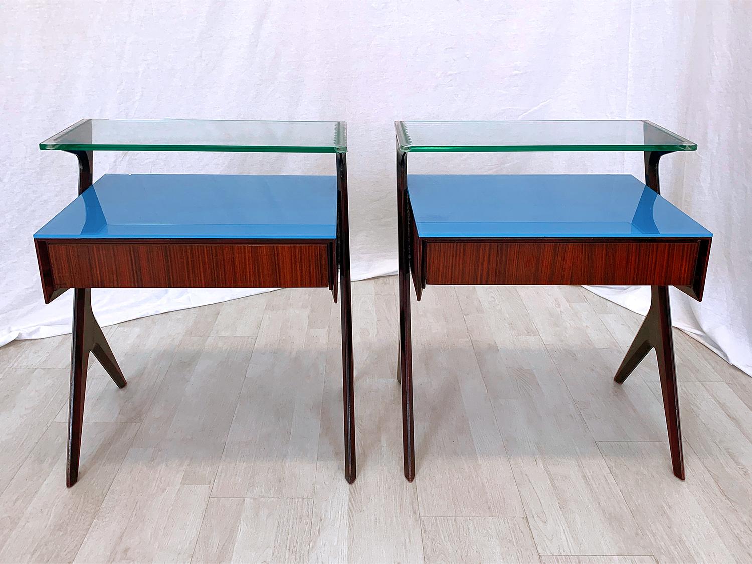 Pair of Italian Midcentury Bedside Tables or Nightstand by Vittorio Dassi, 1950s 4